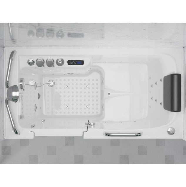 Anzzi 2753WILWD 27x53 Inch Left Drain Walk-In Bathtub with Whirlpool & Air Jets - White - Ideal for Elderly & Mobility Assistance, Spa-Like Relaxation at Home