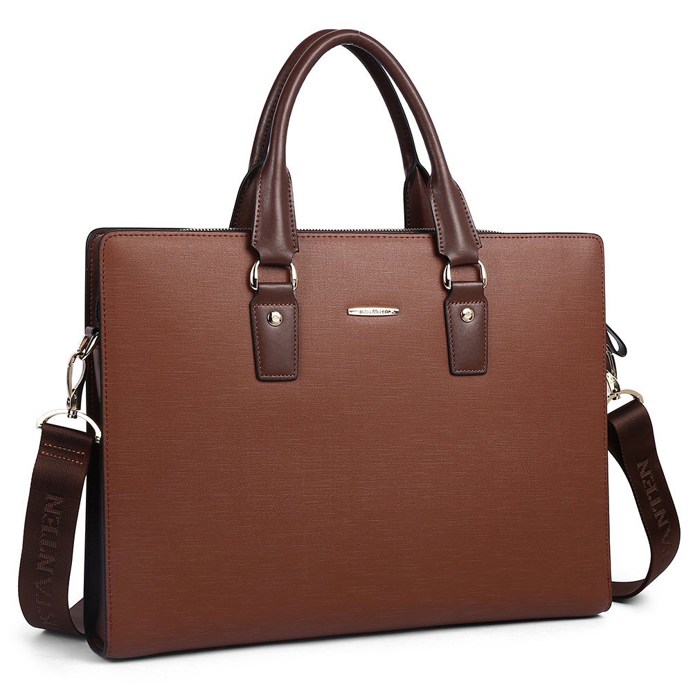 BOSTANTEN Genuine Leather Slim Laptop Briefcase for Men & Women - Professional Business Bag for Lawyers, Office Work, and Business Travel