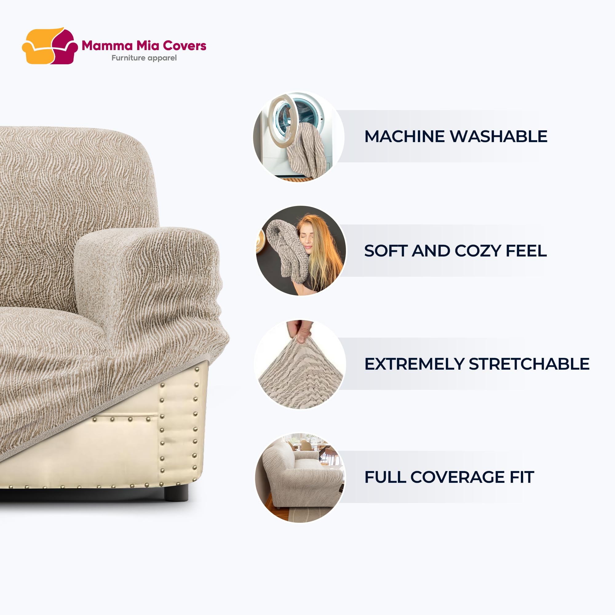 PAULATO BY GA.I.CO. Chaise Lounge Cover - Stretch Jacquard Slipcover for Sofa & Lounge Chair - Soft Fabric, 1-Piece Form Fit Furniture Protector - Grey Arabesco Pattern | Perfect for Living Room, Patio & Outdoor Furniture Protection