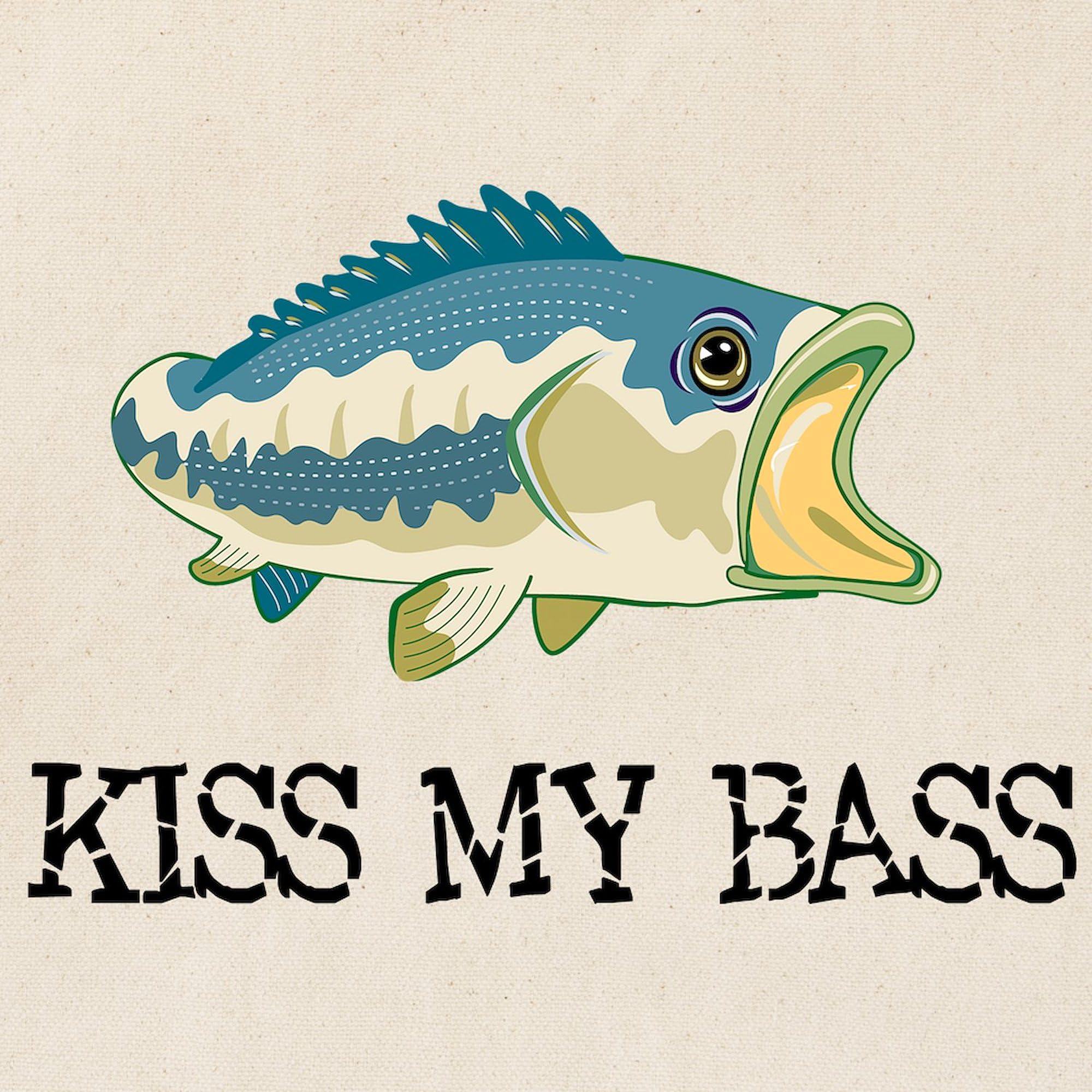 Kiss My Bass Tote Bag - Natural Canvas Reusable Shopping Bag for Groceries, Beach & Farmers Market | Eco-Friendly Cotton Tote with Funny Fishing Design