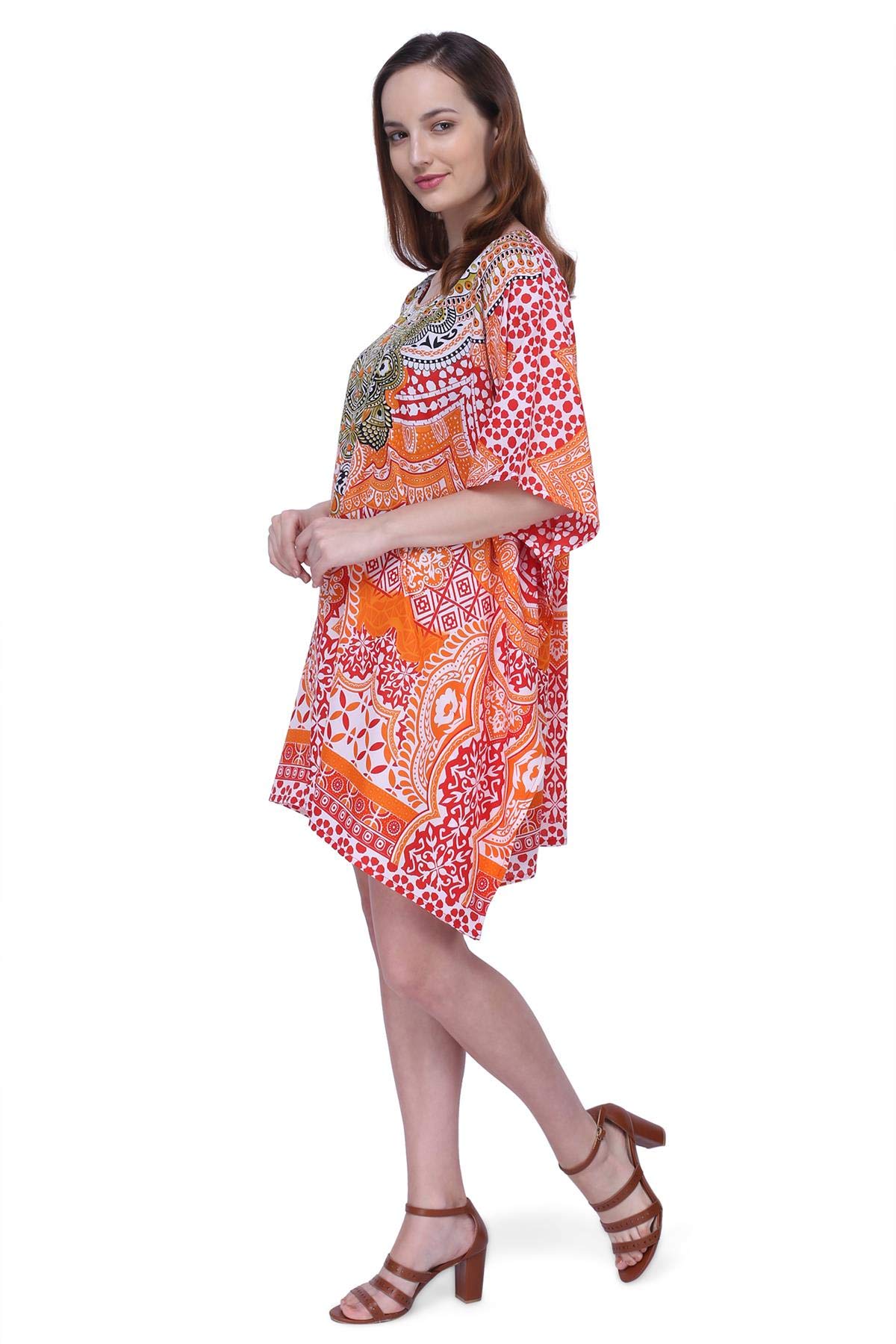 Miss Lavish London Women's Kaftan Tunic Kimono Maxi Dress - Flowy Summer Beach Cover Up Dress for Women Plus Size 0X-5X | Perfect for Vacations, Pool Parties & Boho Fashion
