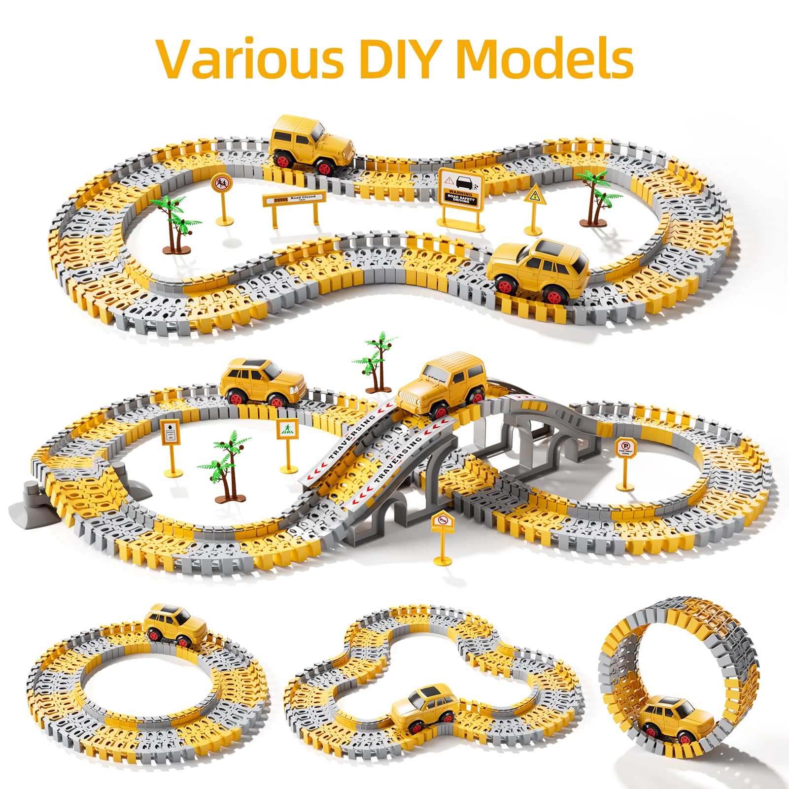 iHaHa 236 PCS Race Track & Construction Car Toy Set for Toddlers - STEM Learning Toys for 2 3 4 5 Year Old Boys - Perfect Christmas Birthday Gift for Kids - Indoor Play & Outdoor Adventure Toys