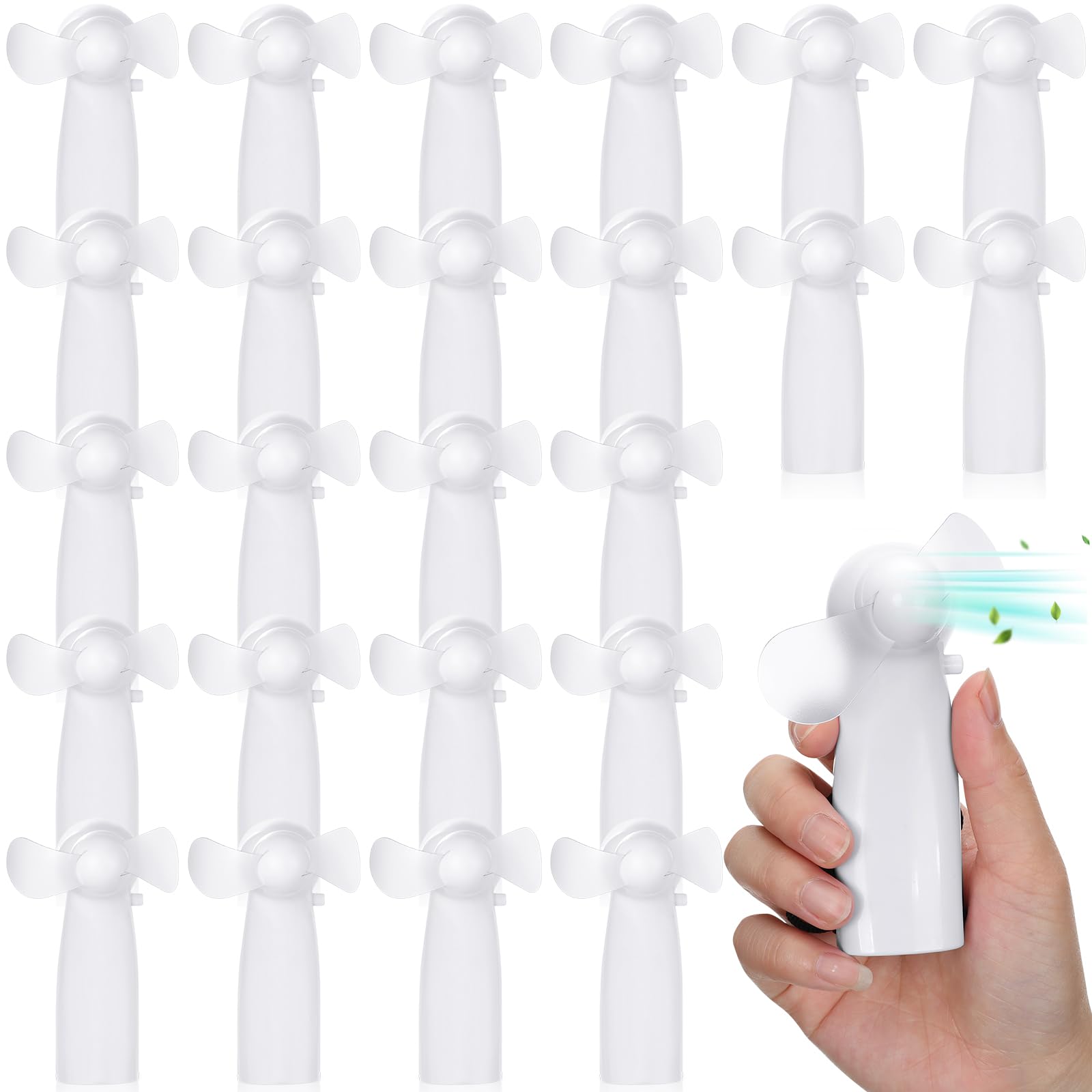 24 Pack Mini Portable Electric Fans - Powerful Personal Handheld Fan with USB Rechargeable Battery for Wedding Favors, Summer Music Festivals, Travel & Camping - Perfect for Outdoor Events, Beach Trips & Office Use (White)