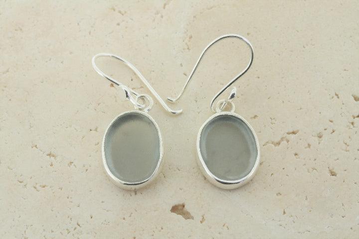 Handmade Grey Oval Sea Glass Earrings - Natural Beach Glass Jewelry for Women - Perfect for Beach Weddings, Boho Fashion & Everyday Wear