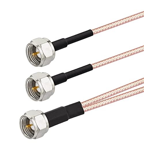 Superbat F Type Splitter Cable - 75 Ohm Coaxial Cable Splitter, F Male to Dual F Male, 6 Inch - for Cable Modem, TV Box, Satellite, Antenna | Perfect for Home Theater Setup & Signal Distribution