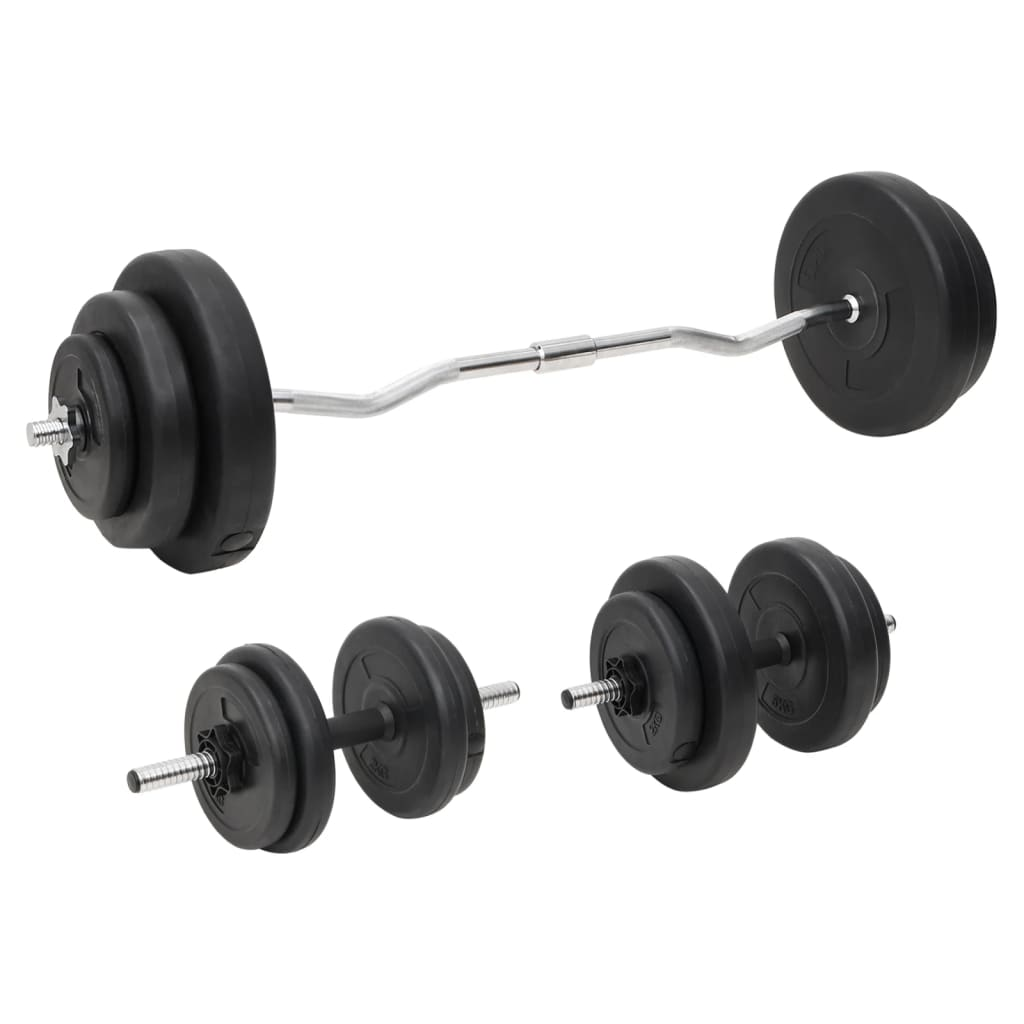 VidaXL 60kg Barbell and Dumbbell Set with Weight Plates - Home Gym Equipment for Strength Training & Weightlifting Workouts