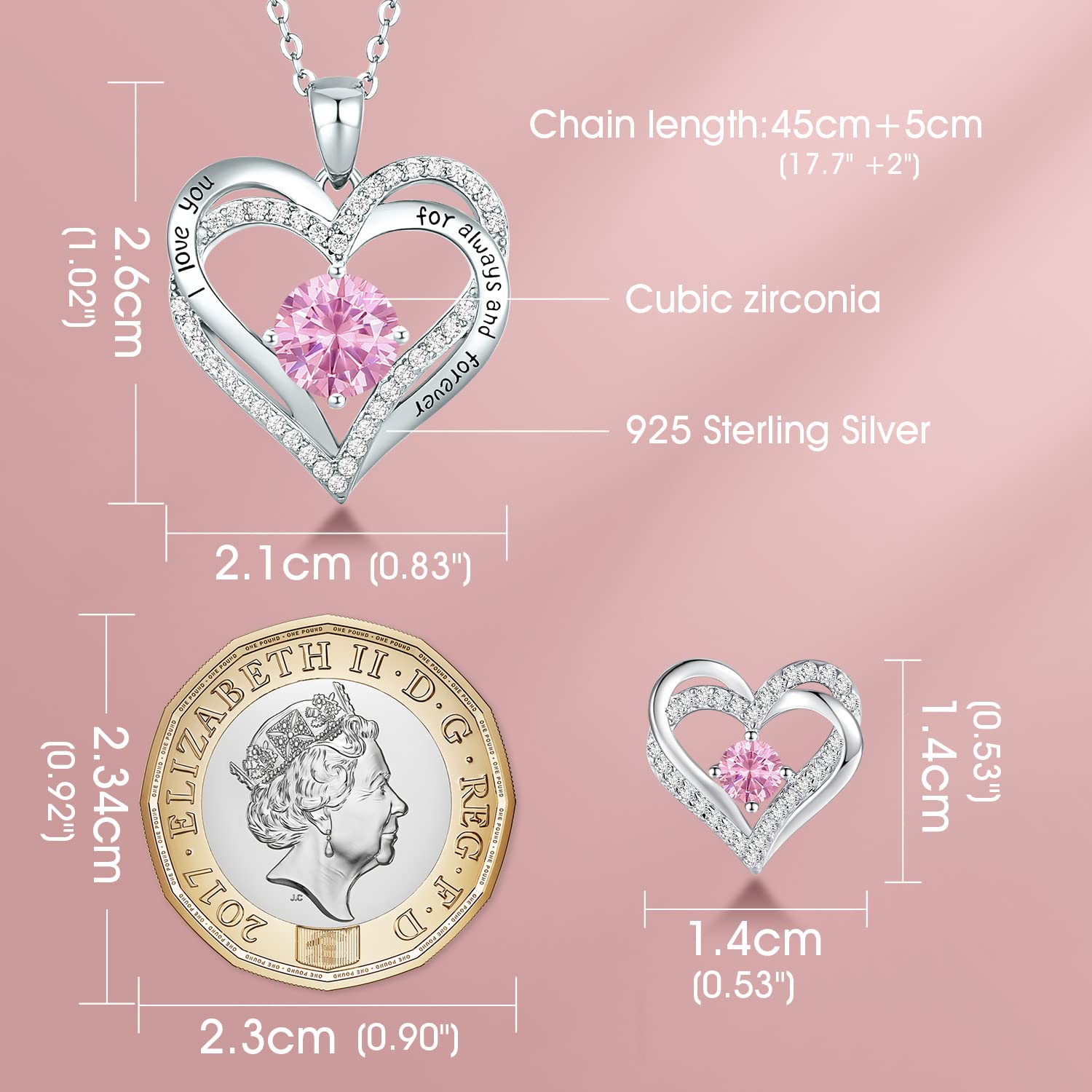 925 Sterling Silver Heart Necklace & Earrings Set for Women - Elegant Jewelry Gift for Anniversary, Birthday, Christmas | Perfect for Date Night, Party & Special Occasions