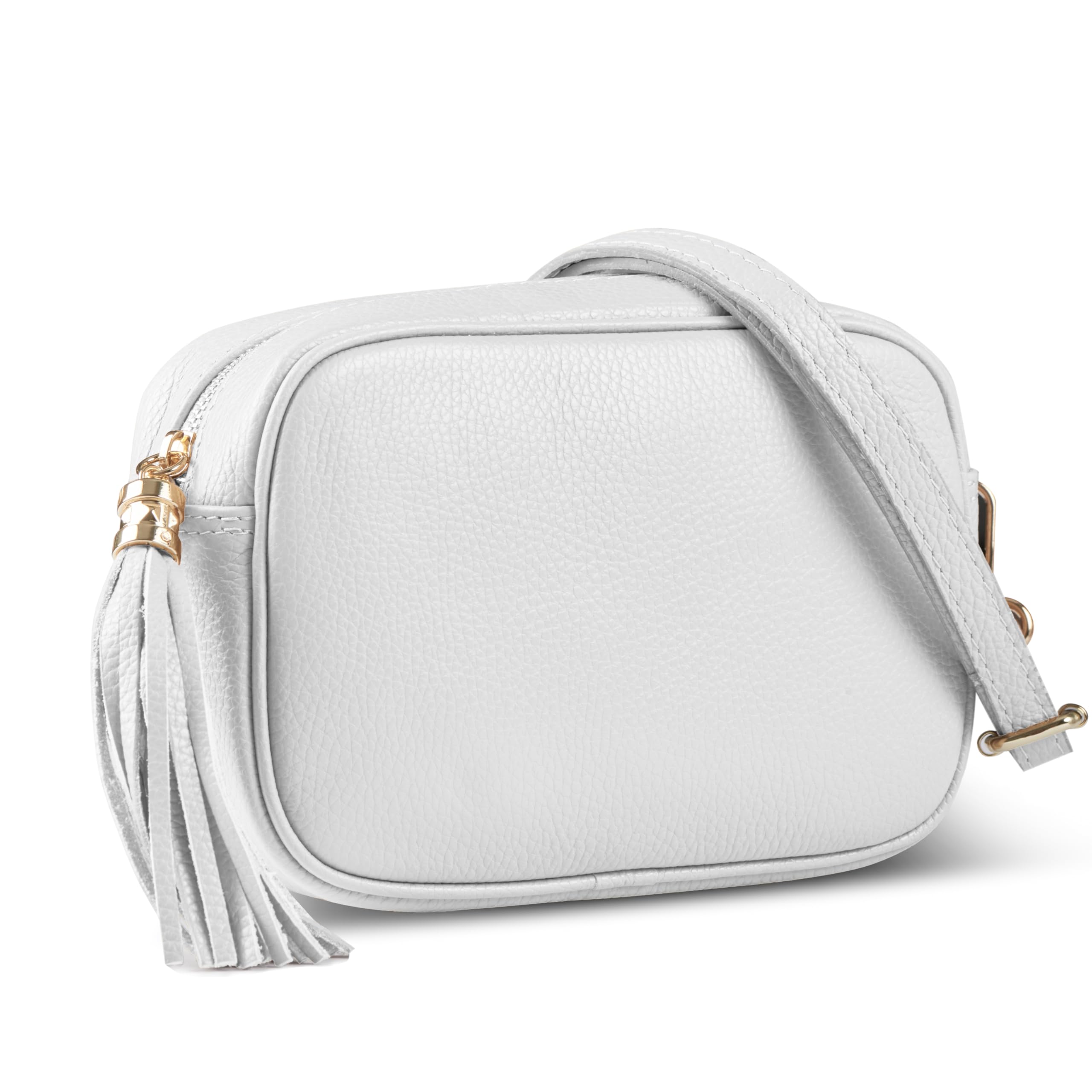 Italian Genuine Leather Crossbody Bag for Women - Zipper Closure, Adjustable Long Strap with Tassel | Small Purse Wallet Shoulder Handbag for Everyday Use, Travel & Shopping