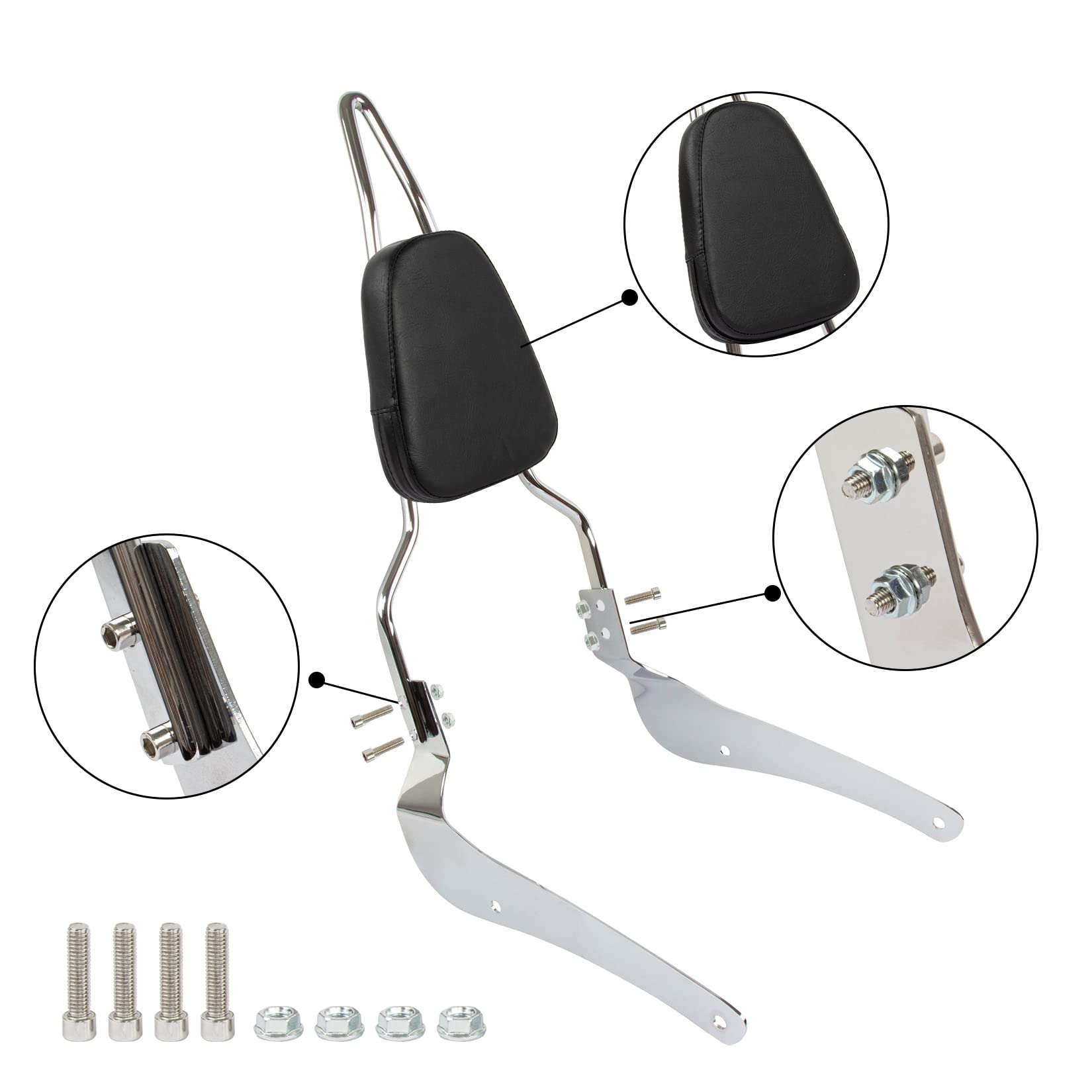 Motorcycle Passenger Backrest Sissy Bar with Luggage Rack & Comfort Pad Kit - Fits Suzuki Boulevard VL400 VL800 M50 C50 - Perfect for Long Rides and Touring Comfort