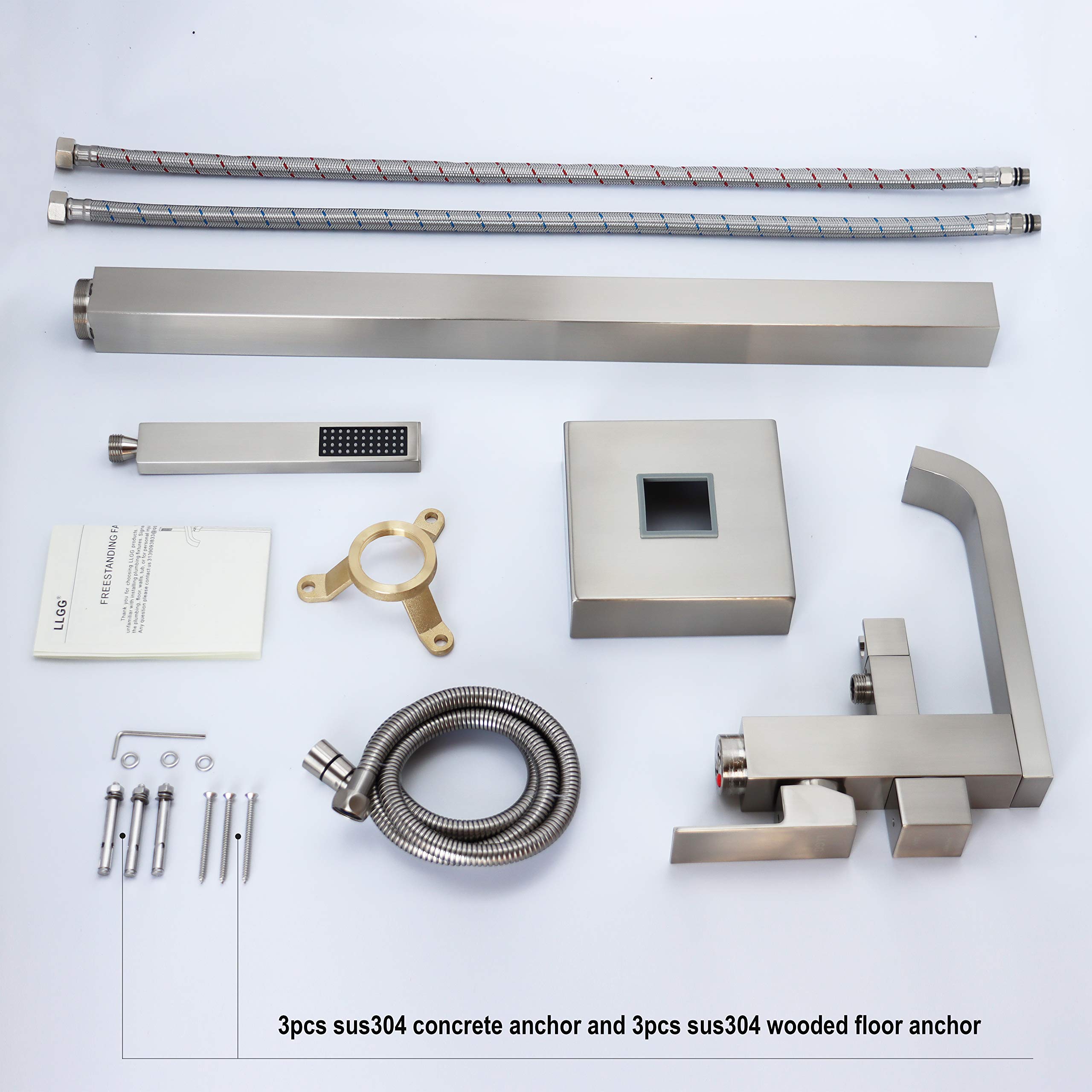 High Flow Freestanding Bathtub Faucet - Brushed Nickel Floor Mount Tub Filler with Hand Shower (11.9 GPM) - Perfect for Modern Bathrooms, Spa-Like Relaxation & Luxury Home Renovations