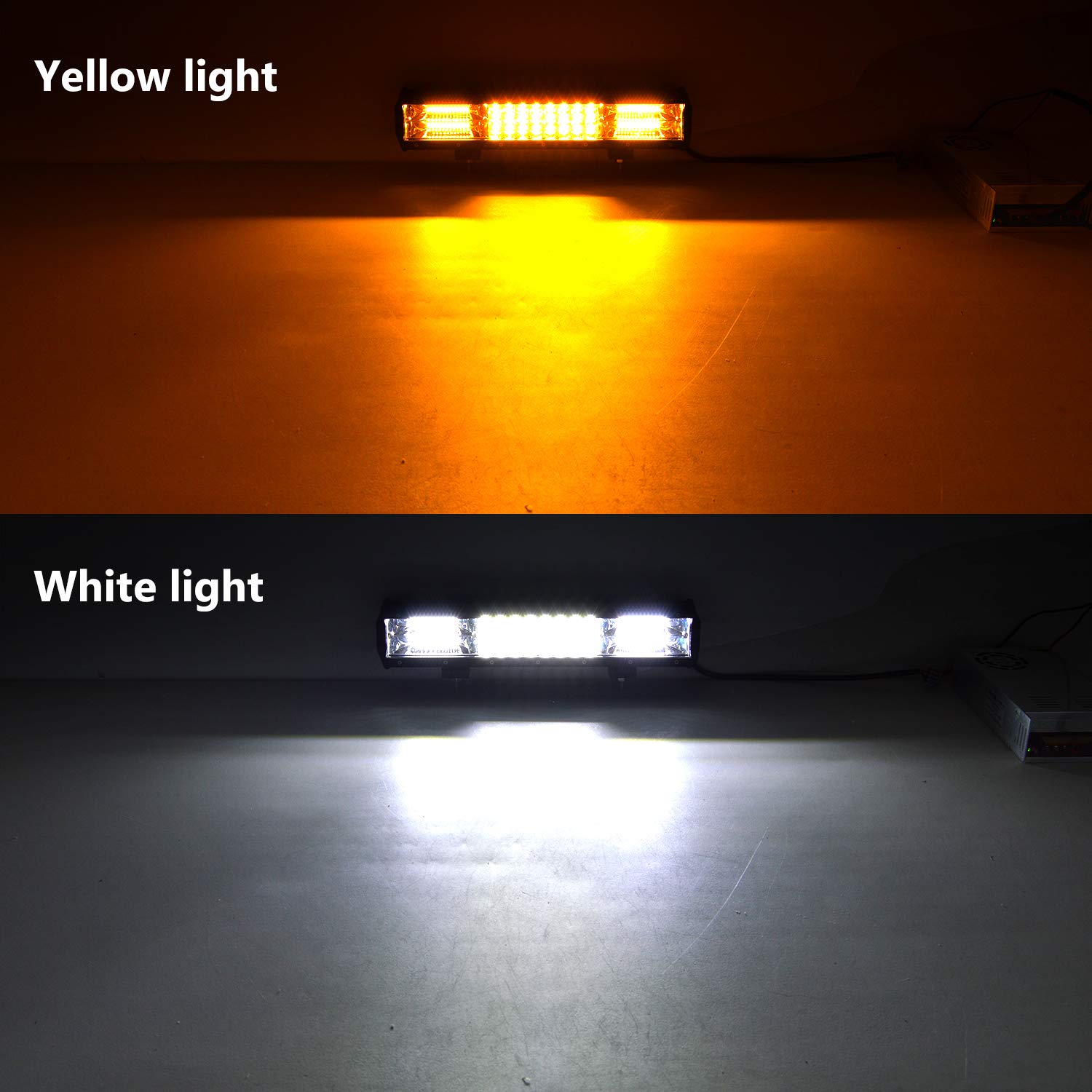 Willpower 15 Inch Strobe LED Light Bar - 5000LM White/Amber Flash Triple Row Flood Spot Combo for Off-Road Vehicles, Trucks, ATVs - Durable Waterproof Off-Road Lighting for Night Driving, Emergency Vehicles & Work Sites