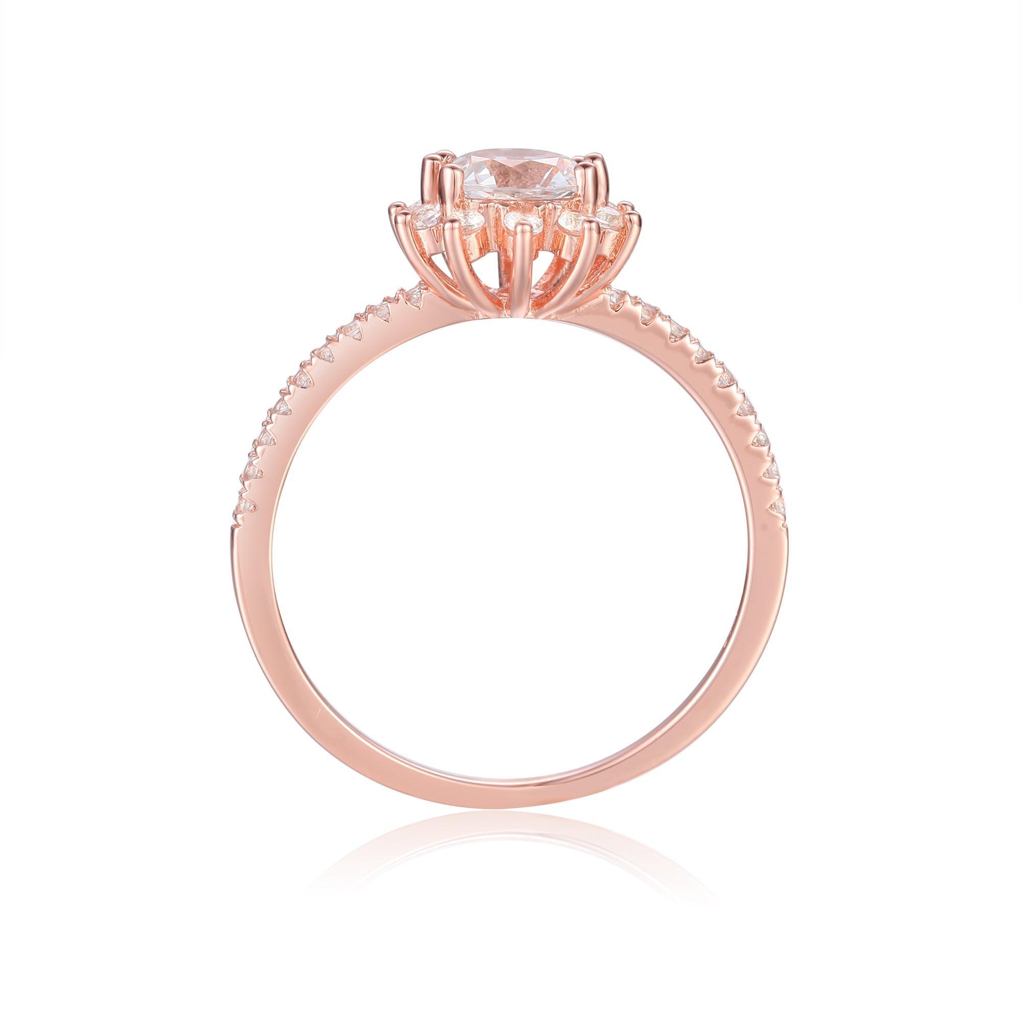 White Topaz Solitaire Flower Ring – Elegant Sterling Silver Jewelry for Women | Perfect for Weddings, Anniversaries & Special Occasions