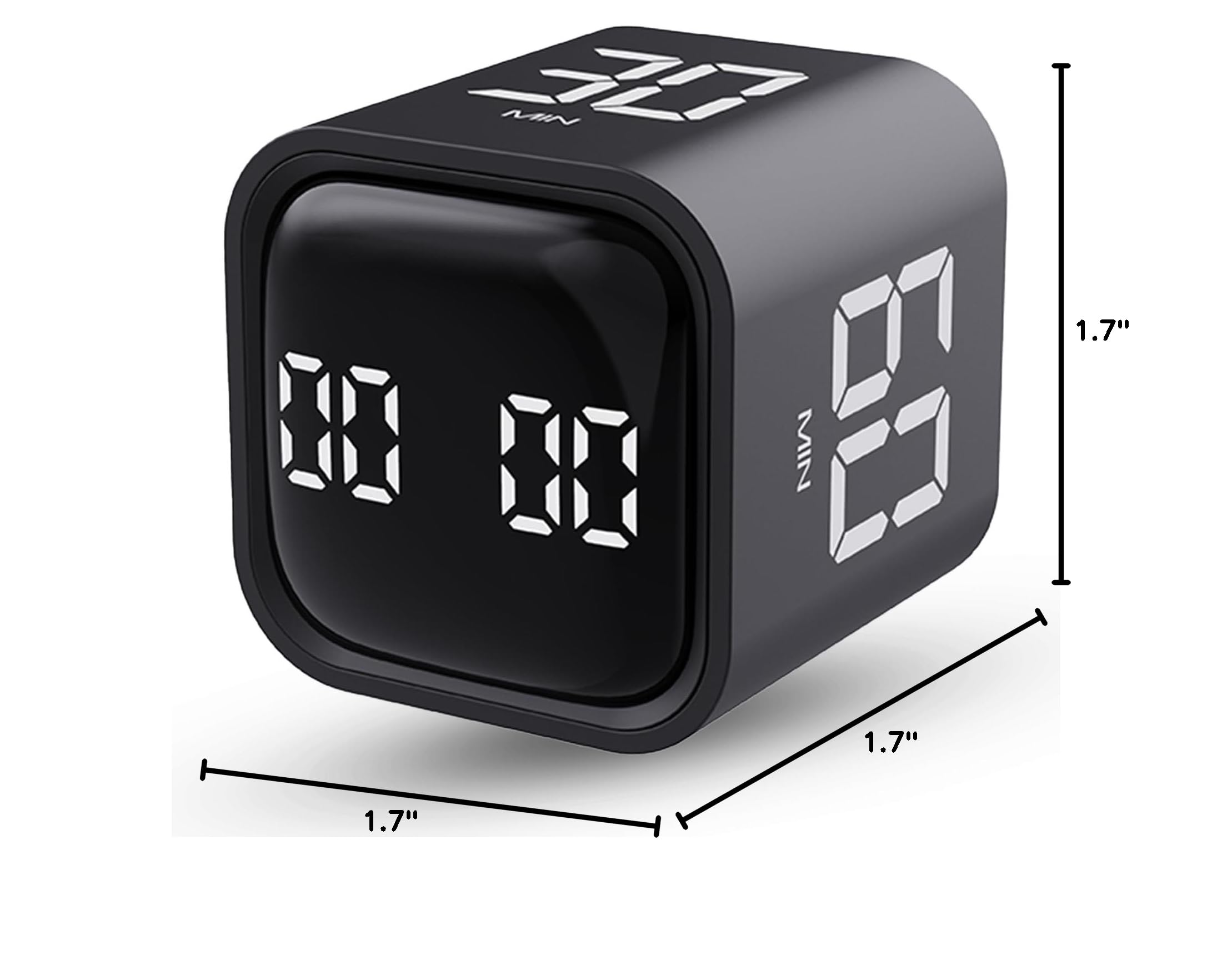 Productivity Timer Cube with Gravity Sensor - Countdown & Countup Timer (Mute/Vibrate/Sound) - 5/10/30/60min & Custom Timing - Ideal for ADHD Focus, Office Work, Study Sessions & Kitchen Cooking