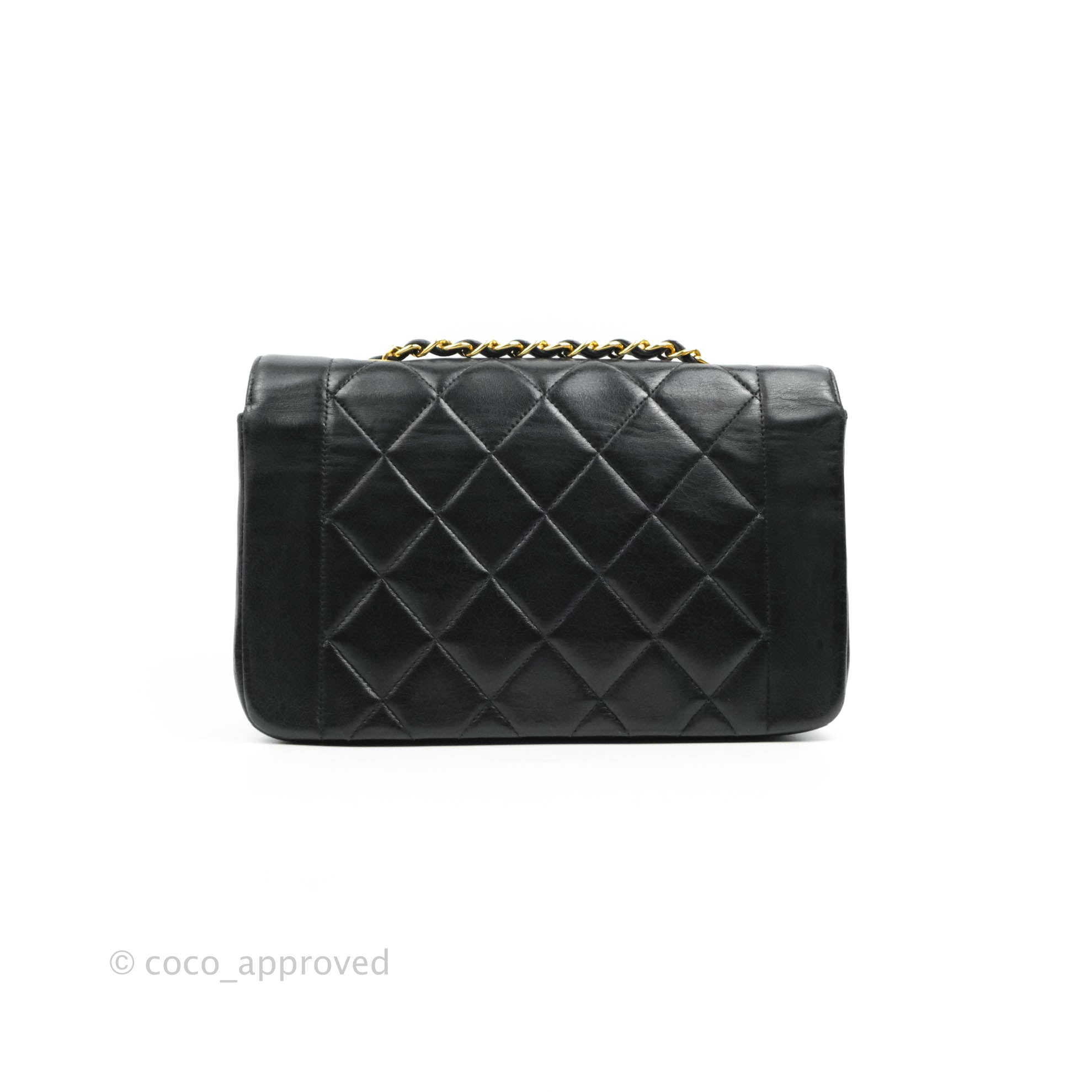 Chanel Vintage Classic Diana Flap Bag - Small Black Quilted Lambskin Leather Crossbody Purse for Women | Luxury Handbag for Evening Parties, Date Nights & Special Occasions