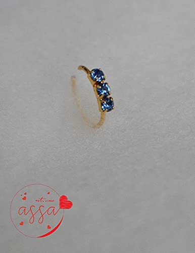 ASSA Nose Rings for Women - 6 Pairs Multicolor Nose Studs with 3 Stones - Hypoallergenic Stainless Steel Nose Hoops - Perfect for Parties, Festivals & Everyday Wear