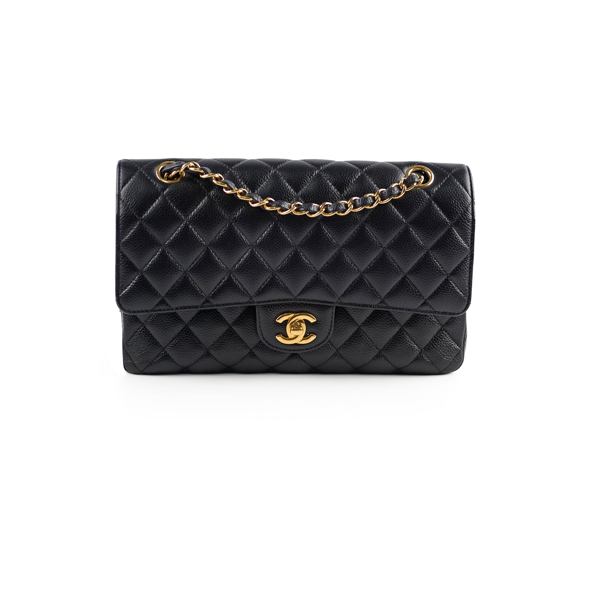 Chanel Caviar Leather Medium/Large Double Classic Flap Bag in Black - Luxury Handbag for Women, Perfect for Work, Evening Events & Everyday Use