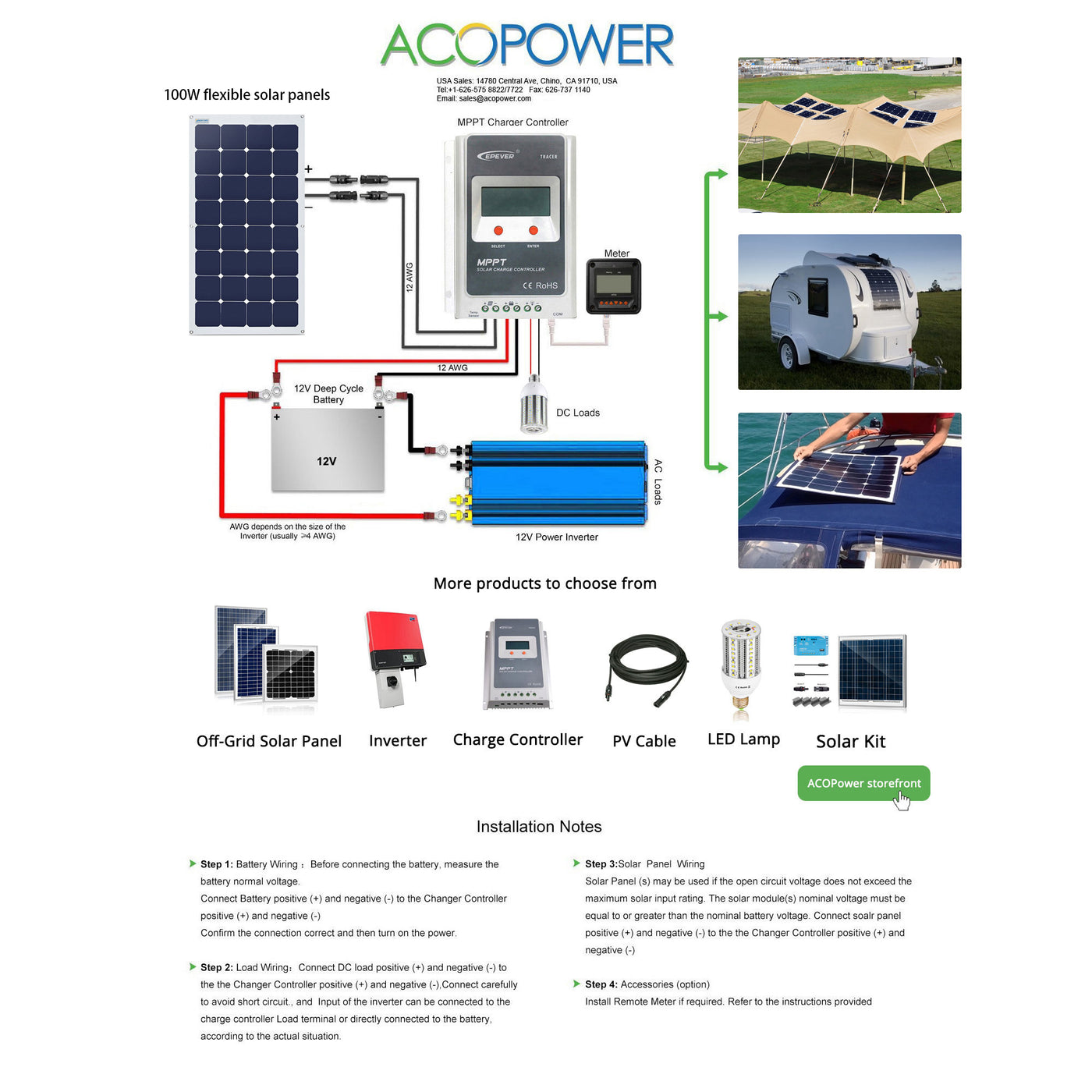Acopower 110W Flexible Solar Panel Kit - 5 Pack (550W Total) for RV, Boat, Camping & Off-Grid Power