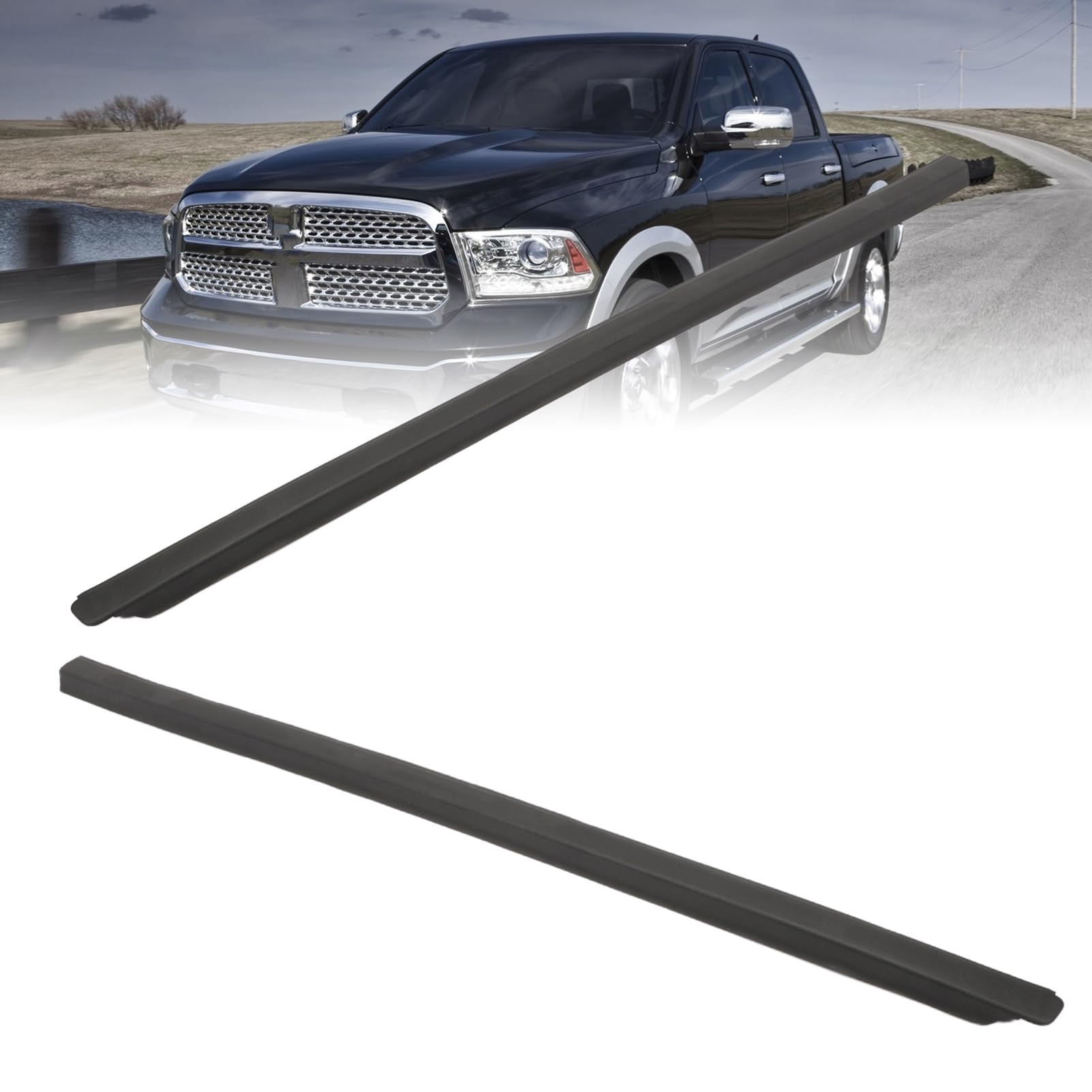 2-Pack Windshield Molding Strips for Dodge Ram 1500/2500/3500/4500/5500 (2009-2022) - Front Left & Right Replacement - OEM 68297609AB & 68297608AB - Weatherproof Seal & Noise Reduction for Truck Cab Protection