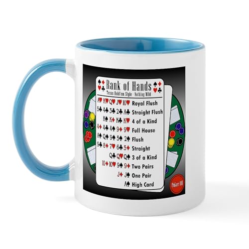 White/Blue Inside - Poker 101 Texas Hold'em Rank Of Hands Mug