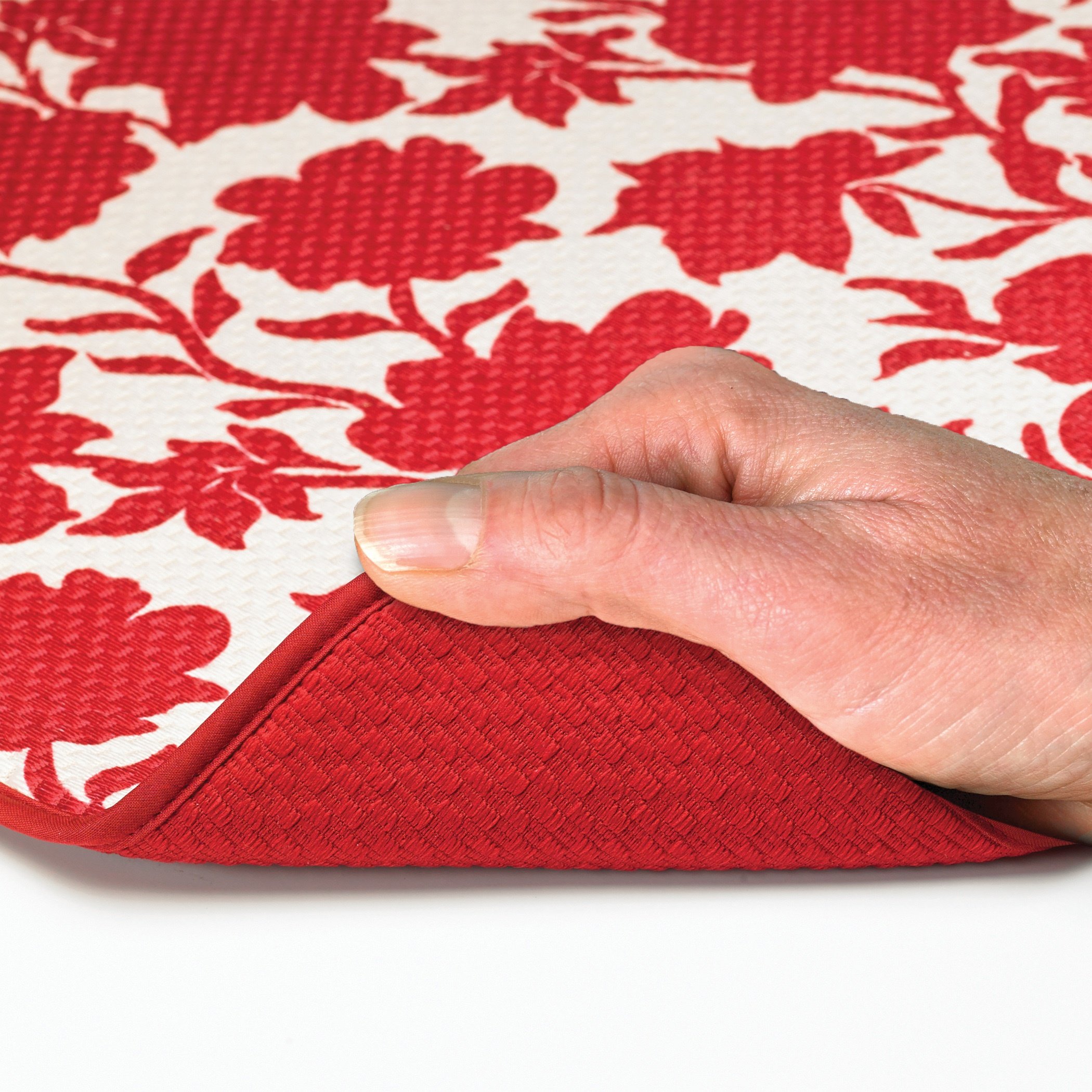 The Original Red Floral Dish Drying Mat - Absorbent Kitchen Counter Drying Rack for Plates, Cups & Utensils - Perfect for Kitchen, RV & Small Spaces