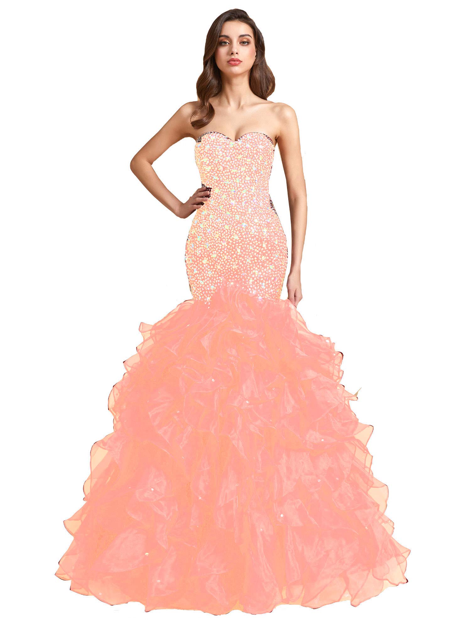 Elegant Mermaid Prom Dress with Beaded Sweetheart Corset & Ruffles - Perfect for Evening Gala, Formal Dances & Special Occasions
