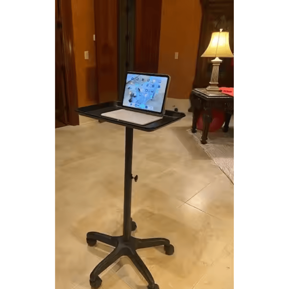 Premium Aluminum Salon Tray Cart - Adjustable Height Rolling Beauty Station with Storage - Perfect for Nail Salons, Spas & Home Manicure Stations
