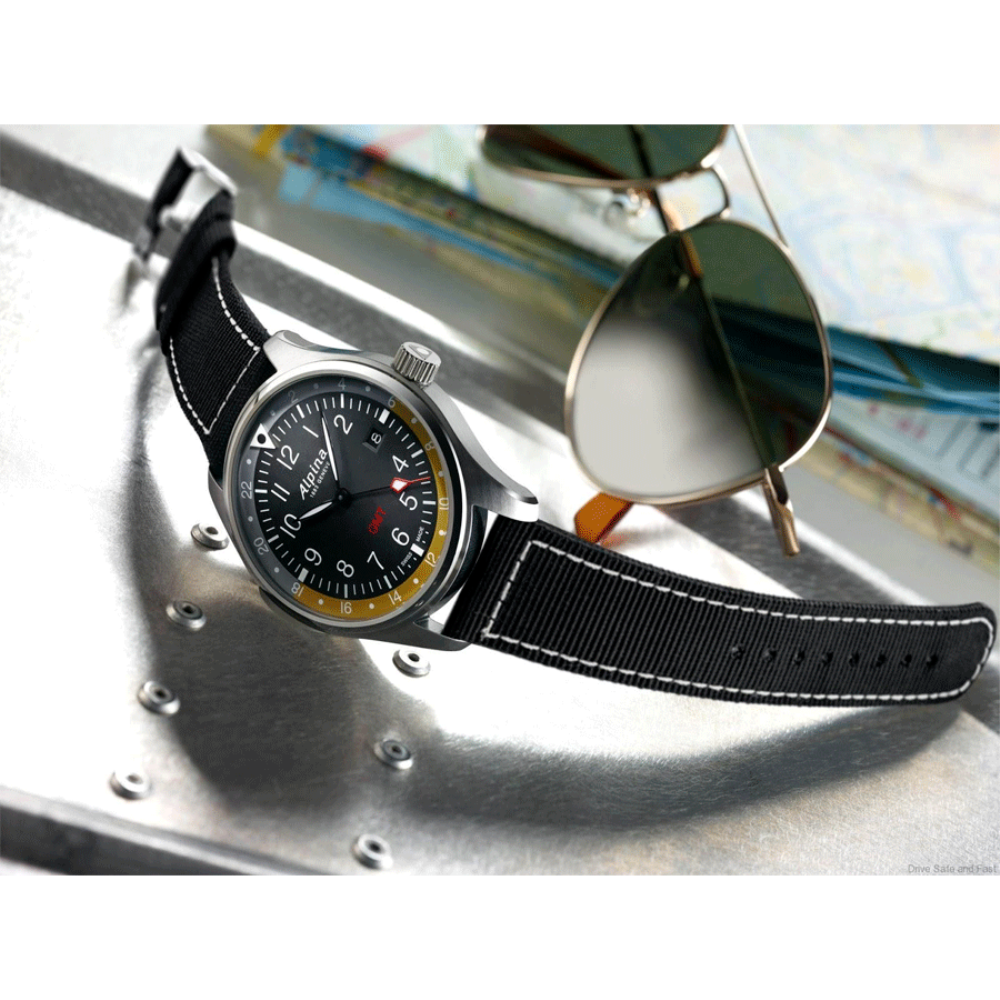 ALPINA STARTIMER PILOT GMT Quartz Men's Watch - AL 247BBG4S6 - Swiss Made Aviation Chronograph for Travelers & Business Professionals