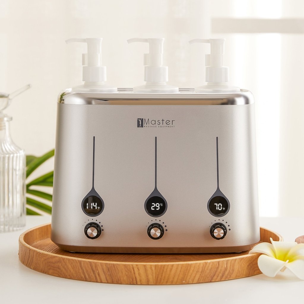 Professional 3-Bottle Heated Massage Oil Warmer & Lotion Dispenser - Fast Warming Body Cream Heater for Spa, Massage Therapy & Home Use - Perfect for Relaxation & Skin Care