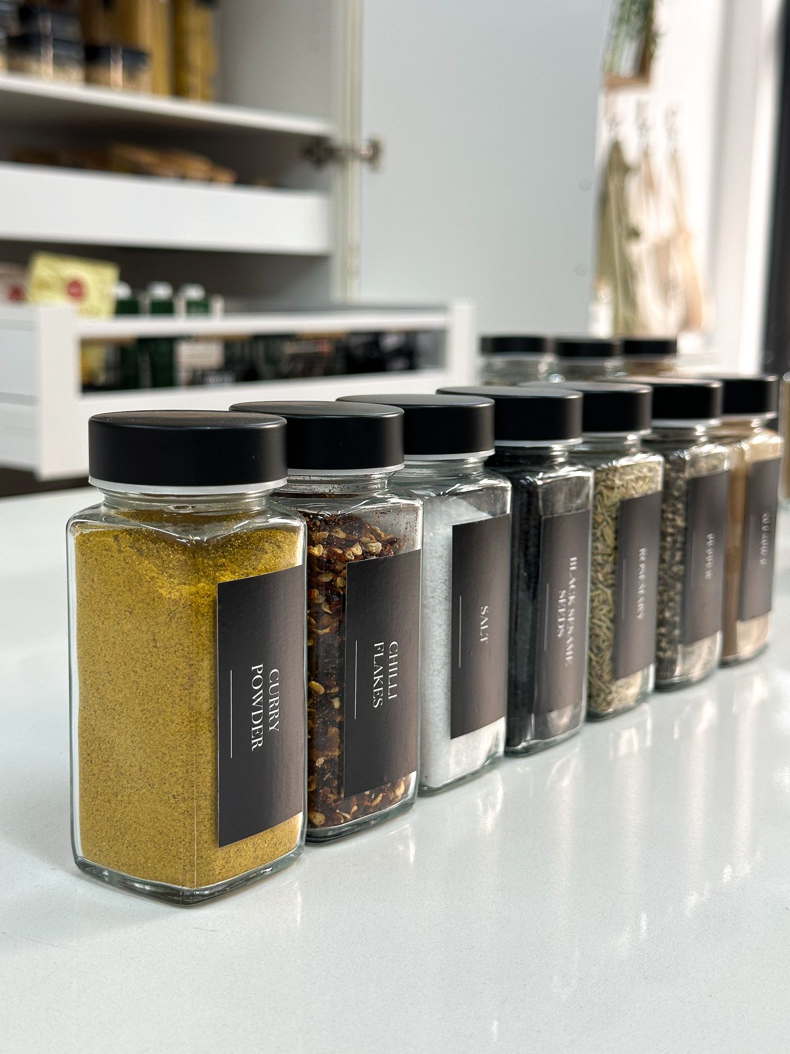 Premium Black Glass Spice Jars with Lids - 125ml (4.2oz) Airtight Kitchen Storage Containers for Spices, Herbs & Seasonings - Perfect for Pantry Organization & Cooking Essentials
