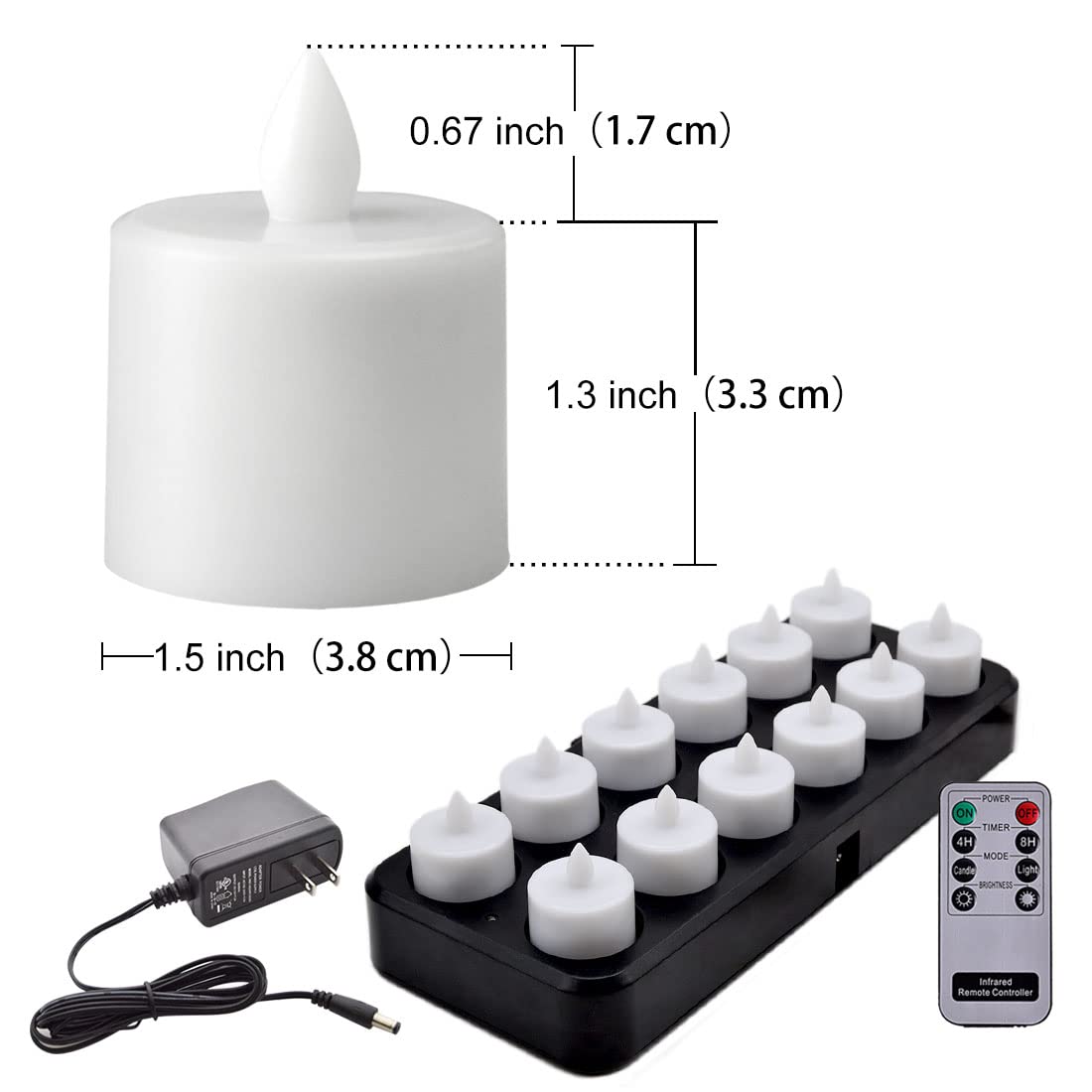 Rechargeable LED Flameless Tealight Candles - Set of 12, Bright White with Timer & Remote Control - Perfect for Weddings, Home Decor, and Romantic Ambiance
