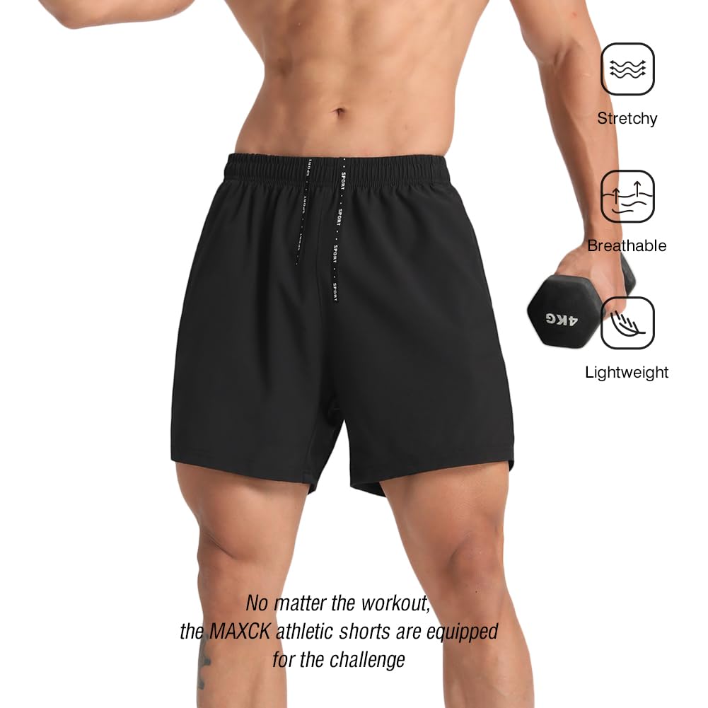 2 Pack Men's Lightweight Athletic Running Shorts 5'' - Quick Dry Gym Workout Shorts with Zipper Pockets - Perfect for Jogging, Training & Outdoor Activities