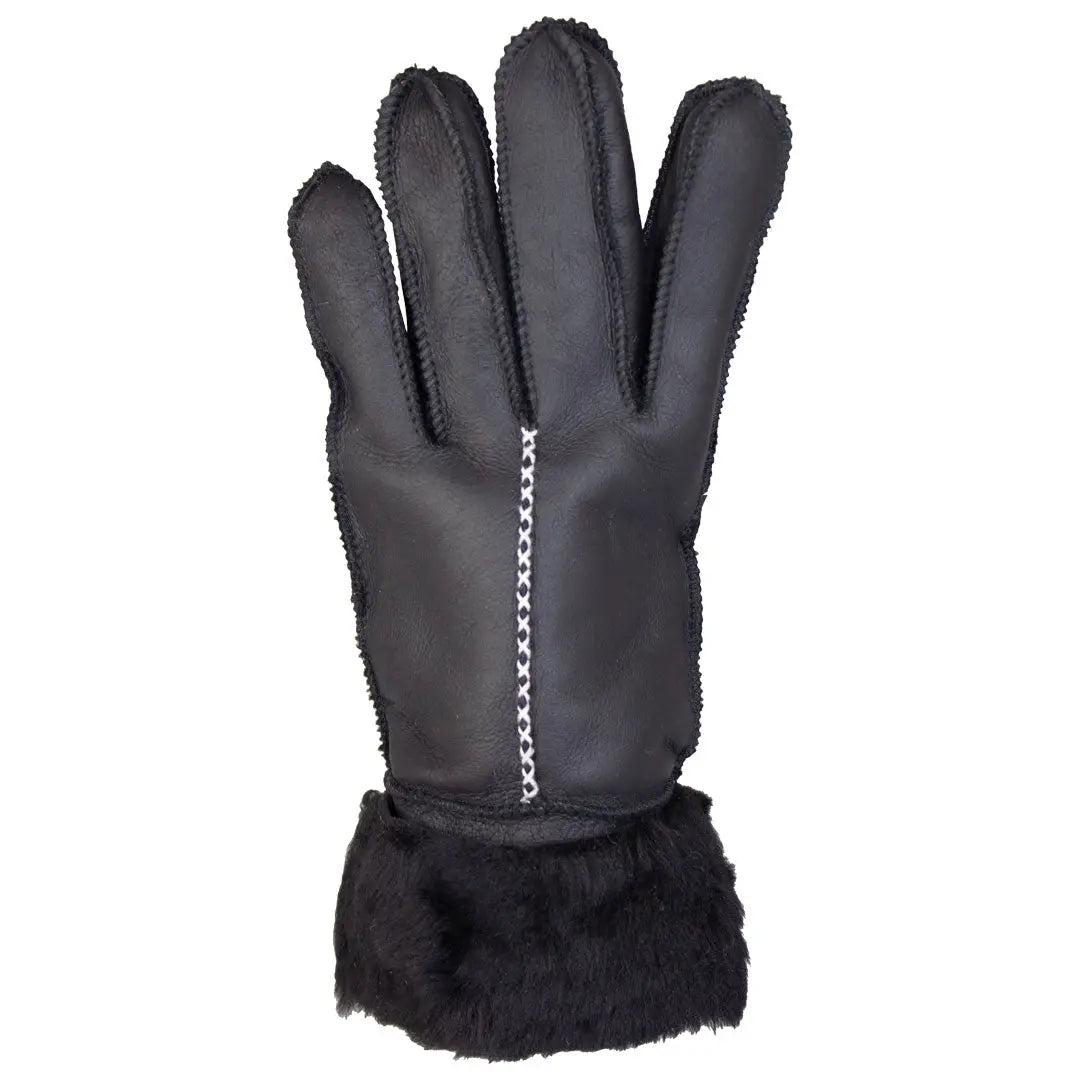 BOL Women's Black Hand-Stitched Merino Sheepskin Leather Gloves - Winter Warm Gloves for Driving, Skiing & Outdoor Activities
