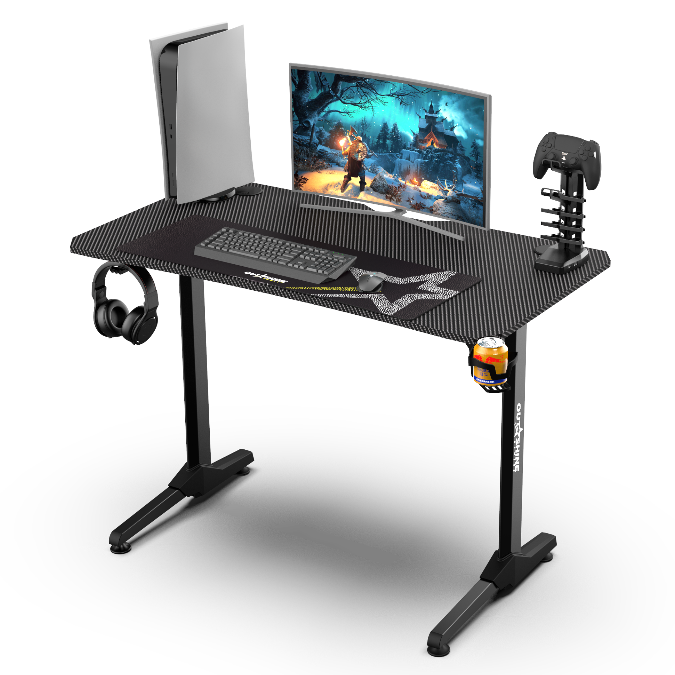 Premium Echo Gaming Desk - Ergonomic Computer Desk for PC & Console Gamers - Perfect for Home Office & Gaming Setup