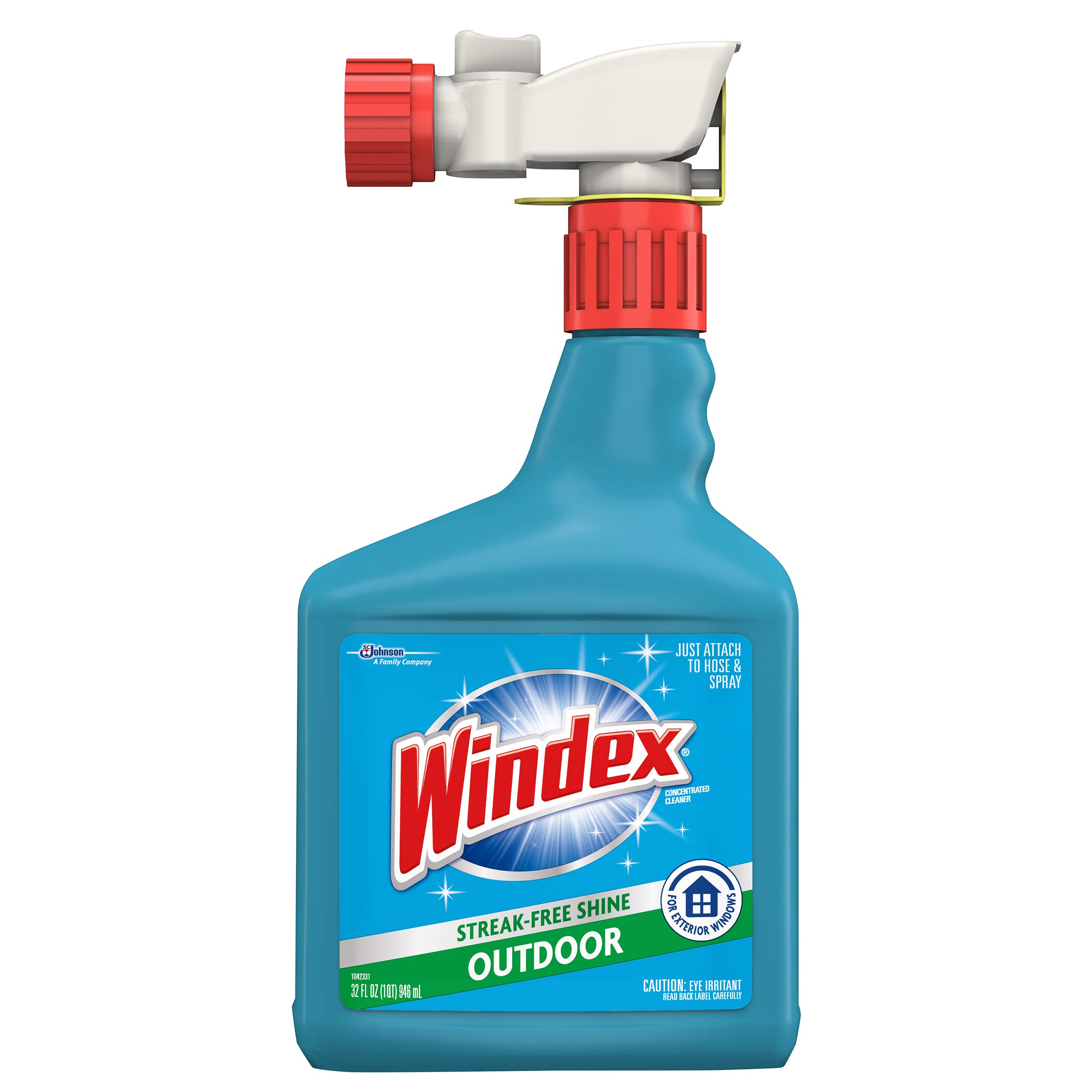Windex Outdoor Window Cleaner with Hose Attachment - 32 fl oz (Pack of 8) - Streak-Free Glass & Patio Cleaner for Sparkling Windows, Doors, and Outdoor Furniture - Perfect for Home, Office, and Commercial Use