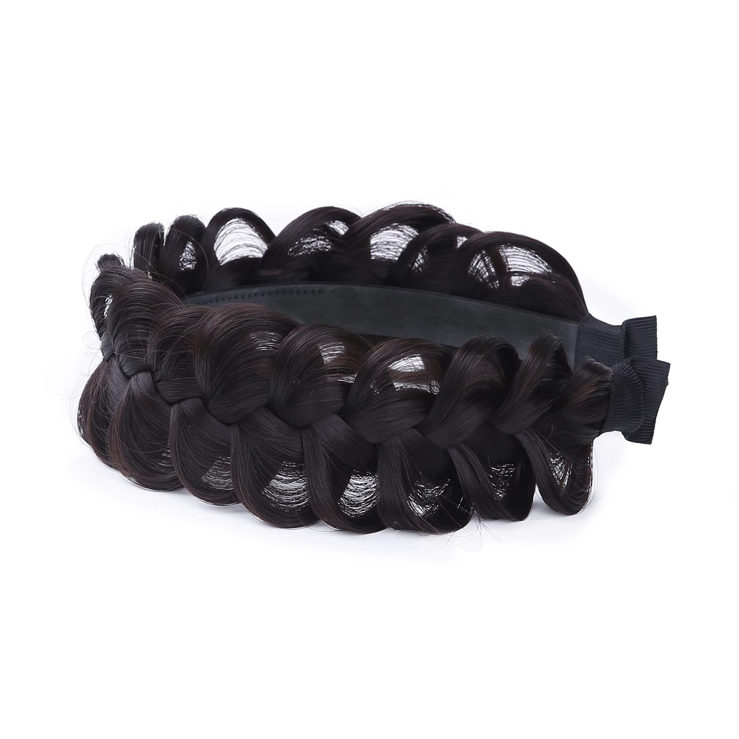 Stylish Synthetic Braided Headband with Teeth - 2.4 Inch Wide Hair Accessory for Women & Girls | Perfect for Parties, Weddings & Everyday Wear