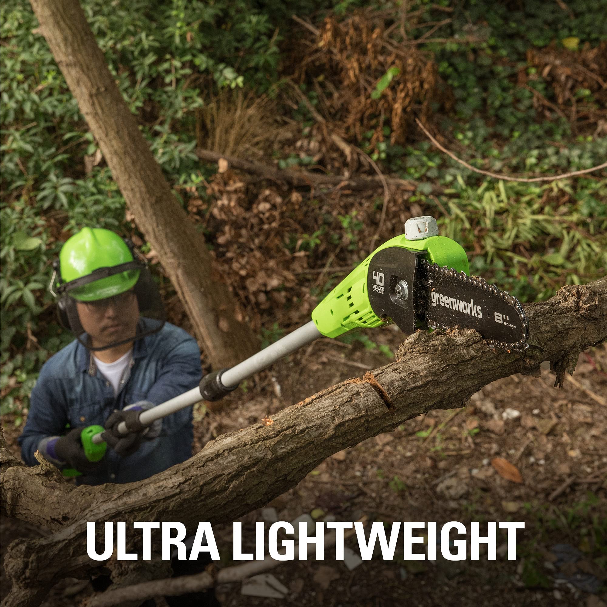 Greenworks 40V 8-Inch Cordless Polesaw with 2.0Ah Battery & Charger Included - Lightweight Tree Trimming Tool for Home Garden & Yard Maintenance (Model PS40B210)