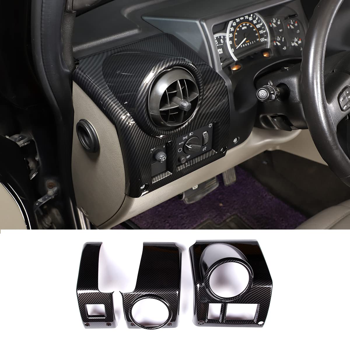 Hummer H2 2003-2007 Dashboard Side Air Vent Cover - ABS Interior Air Vent Outlet Trim Frame with Carbon Fiber Pattern (4PCS, Black) | Perfect for Car Interior Upgrade & Customization