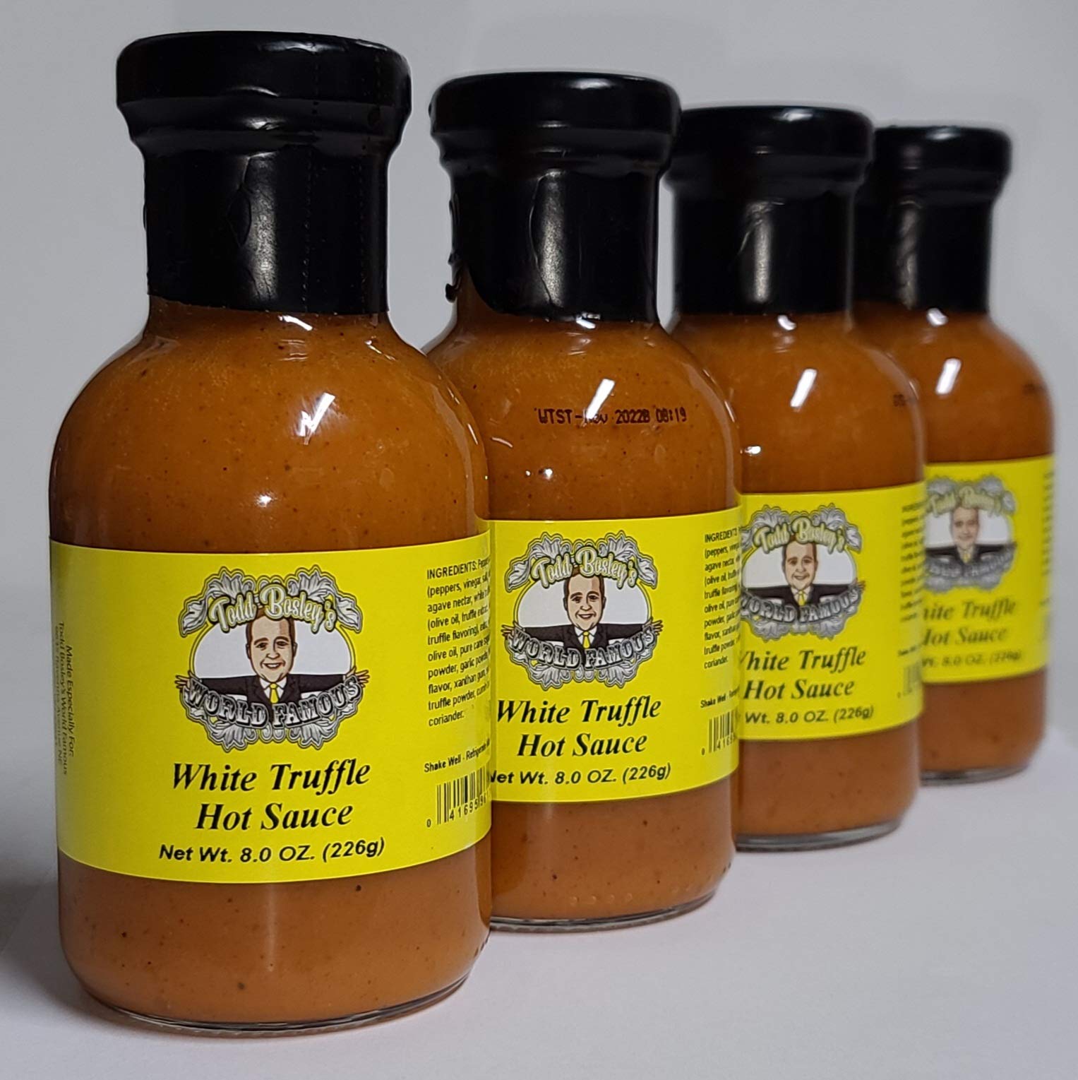 Todd Bosley's World Famous White Truffle Hot Sauce - 4 Pack | Gourmet Spicy Condiment for Pizza, Pasta & Burgers | Premium Artisan Hot Sauce Gift Set