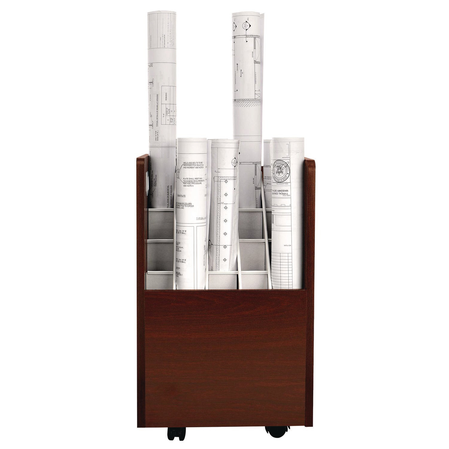 AdirOffice 20-Slot Mobile Rolling Blueprint Storage Cabinet - Wooden File Organizer for Large Documents (15.25