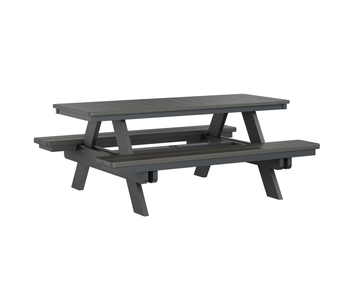 Berlin Gardens Rectangular Picnic Table - Outdoor Dining Set for Patio, Backyard, and Park - Heavy Duty Weather-Resistant Wooden Picnic Bench with Umbrella Hole