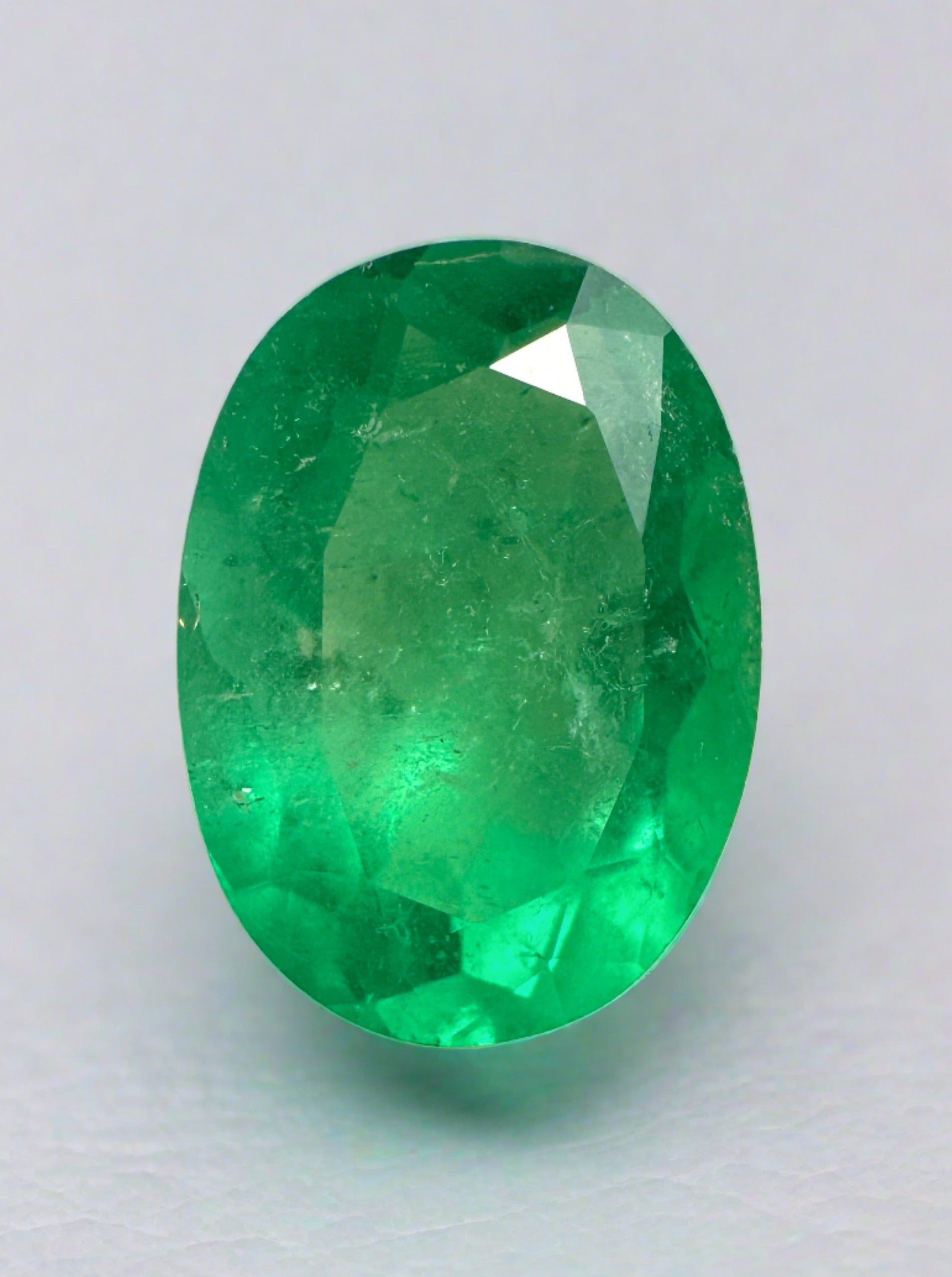 3.32 Carat 12x9mm Neon Green Natural Loose Colombian Emerald Gemstone - Oval Cut for Jewelry Making, Engagement Rings & Luxury Gifts