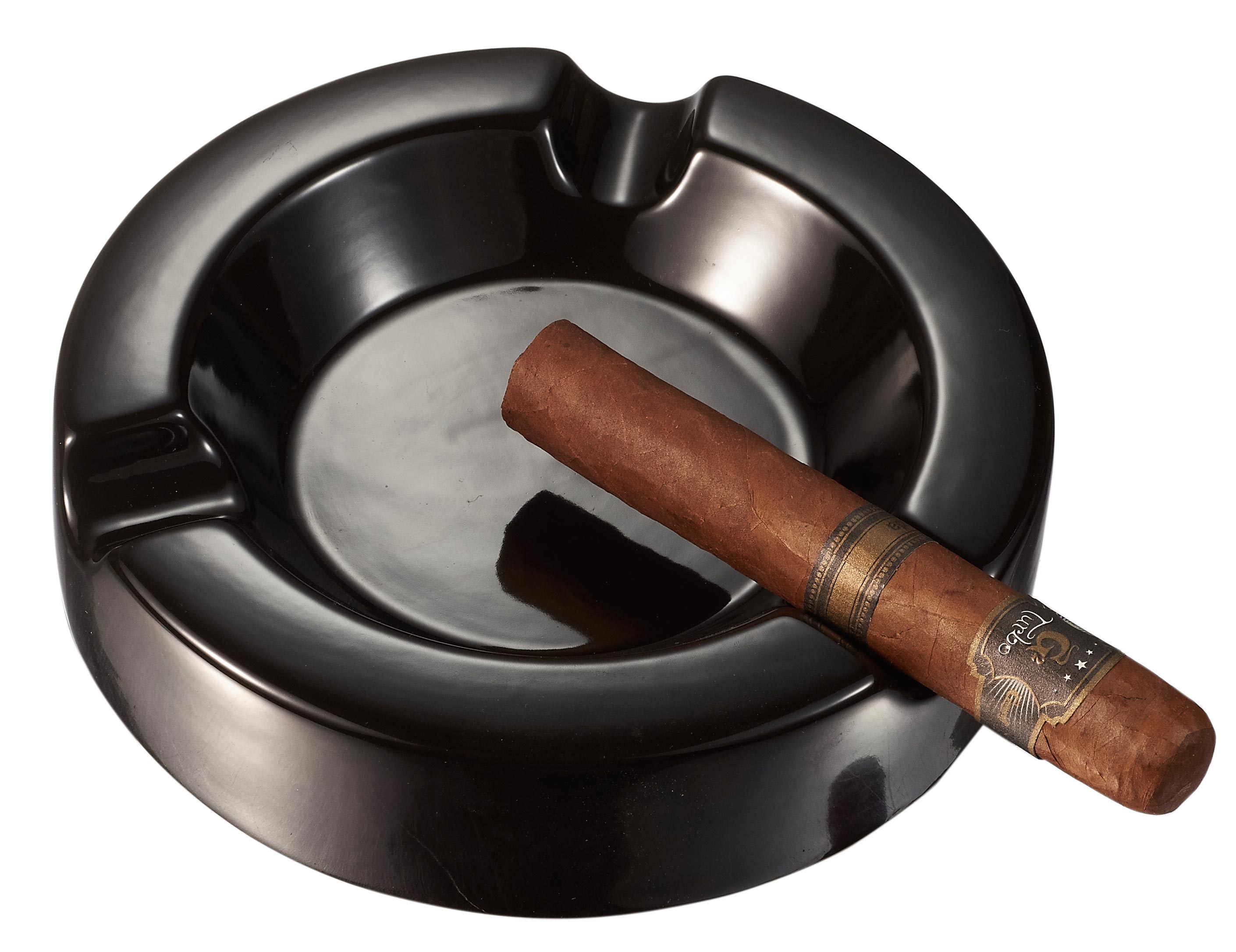 Visol Beatrix Circular Ceramic Cigar Ashtray - Premium Black Cigar Ashtray for Indoor & Outdoor Use - Perfect for Cigar Lounges, Patios, and Smoking Areas