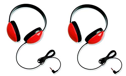 Califone 2800-RD Kids Stereo Headphones - Red (2-Pack) | Durable School Headphones for Classroom Learning, Online Education & Remote Study