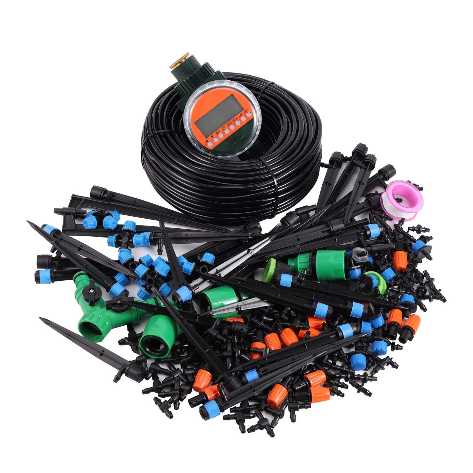 Automatic Drip Irrigation System Kit with Water Timer - 30m Garden Watering System for Greenhouse, Lawn, Flowers & Terrace Plants | Perfect for Home Gardens, Greenhouses & Outdoor Landscaping