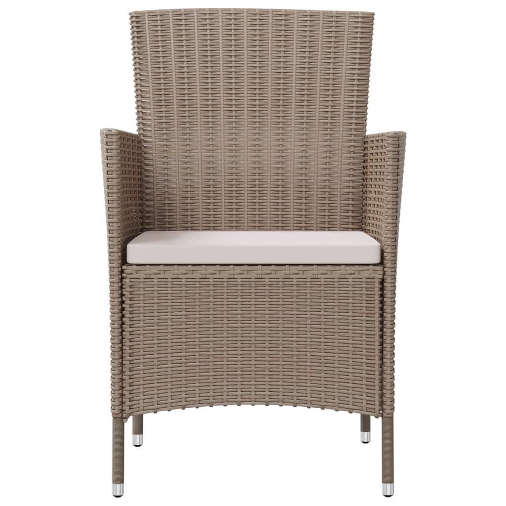 vidaXL Durable Poly Rattan Patio Chairs with Thick Padded Cushions - Beige/Cream Outdoor Furniture Set for Garden, Poolside & Backyard Relaxation