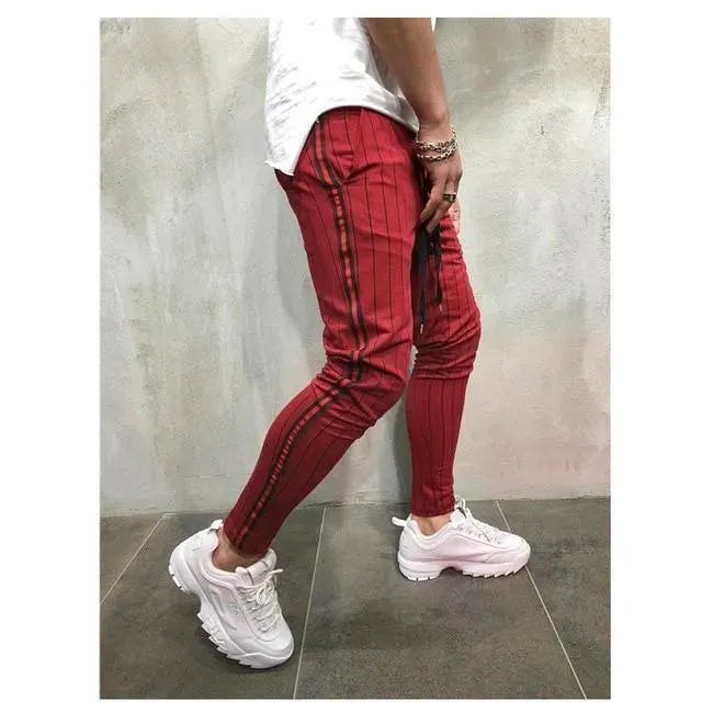 Men's Striped Jogger Pants - Comfortable Casual Sweatpants for Running, Lounge & Streetwear