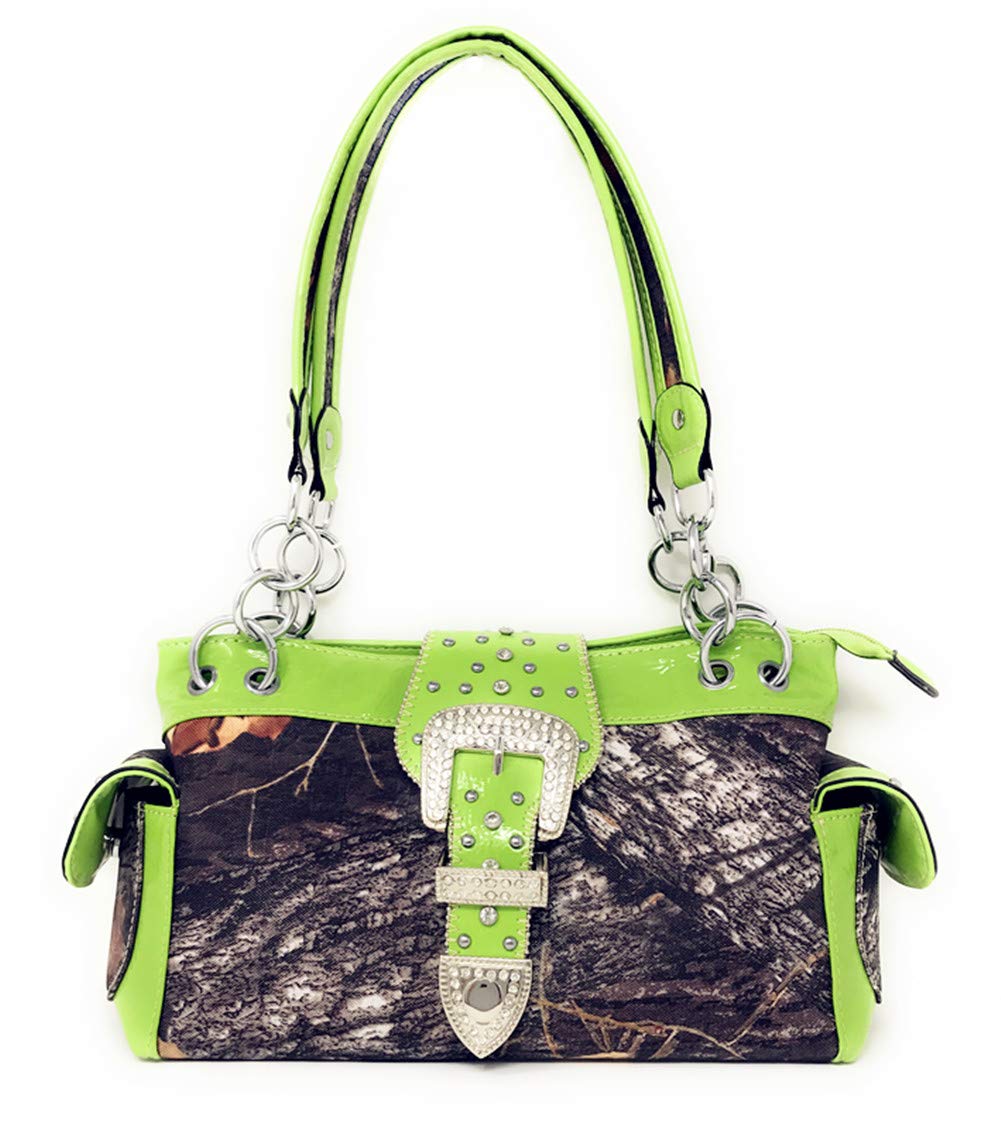 Western Rhinestone Camouflage Handbag with Matching Wallet Set - Stylish Women's Crossbody Purse for Party, Night Out & Fashion Accessories