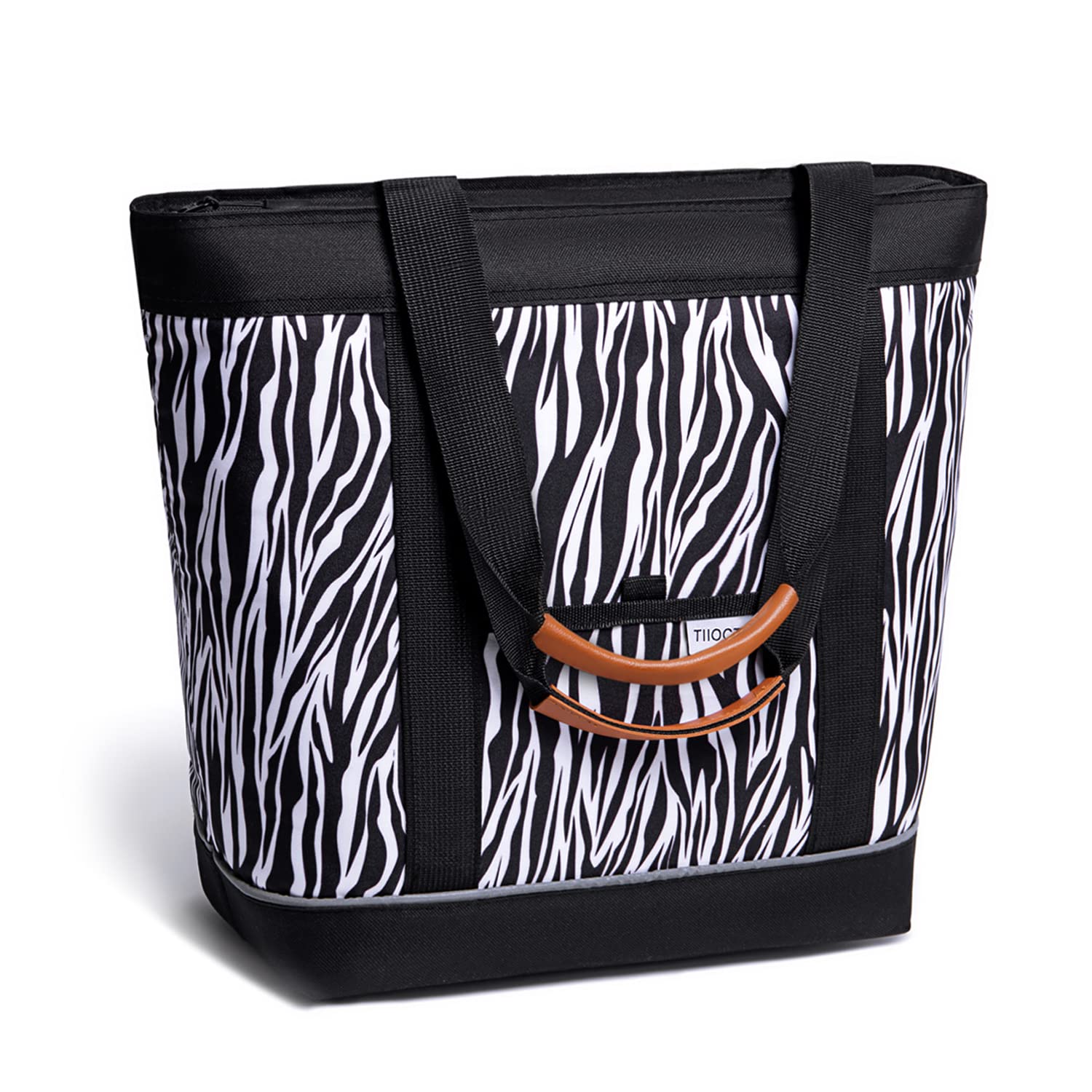 Large Insulated Cooler Bag - Zebra Print Reusable Grocery Tote with Aluminum Foil Lining | Perfect for Picnics, Beach Outings, School Lunches & Keeping Kids' Snacks Fresh