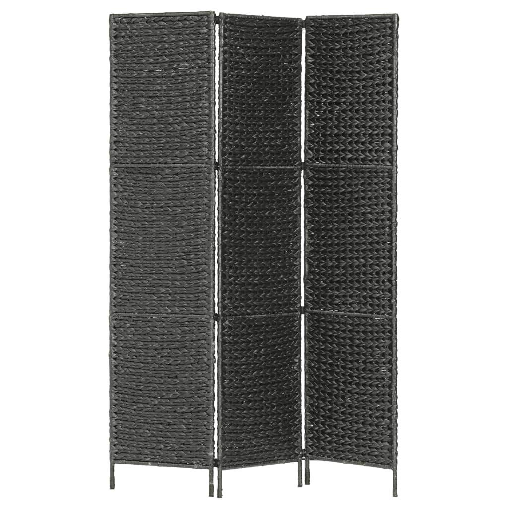 FAMIROSA 3-Panel Black Water Hyacinth Room Divider 45.7x63 Inches - Privacy Screen, Room Partition for Home, Office, and Dorm Decor