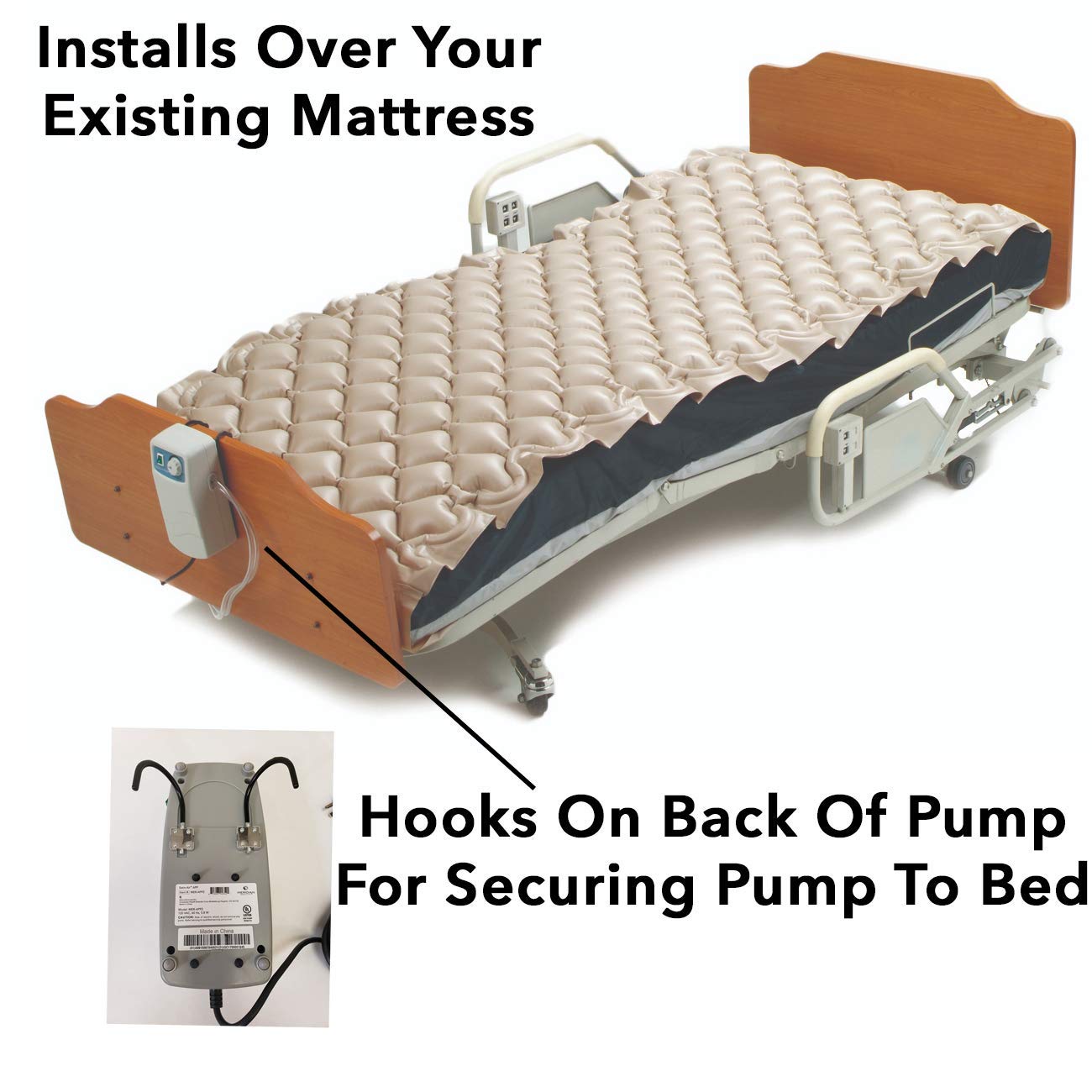 Meridian Alternating Pressure Mattress with Electric Pump - Hospital Grade Air Mattress for Pressure Sore Prevention & Bed Sore Relief | Ideal for Home Care, Nursing Homes & Medical Facilities